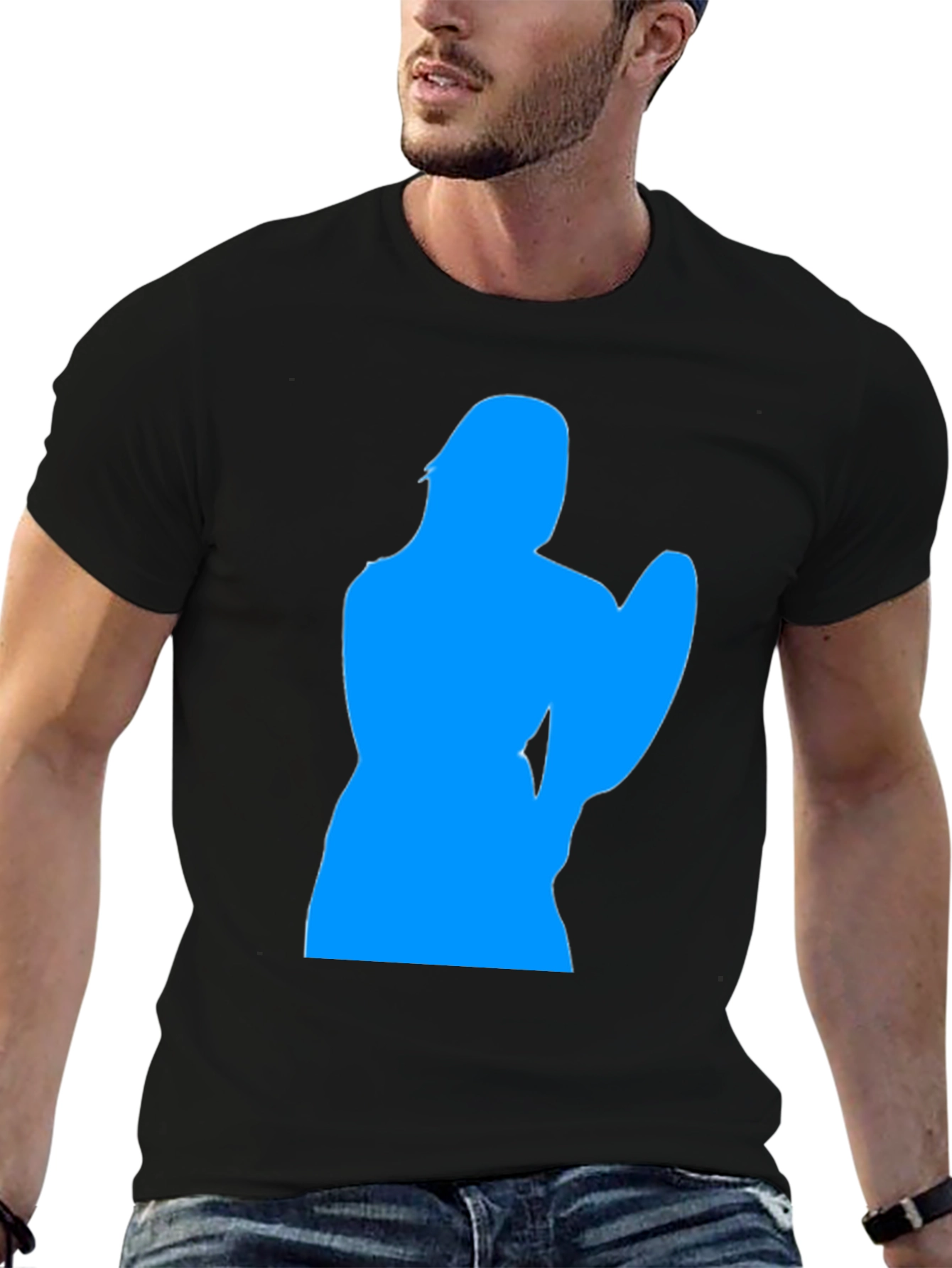 Cool Blue Silhouette Graphic Black T-Shirt