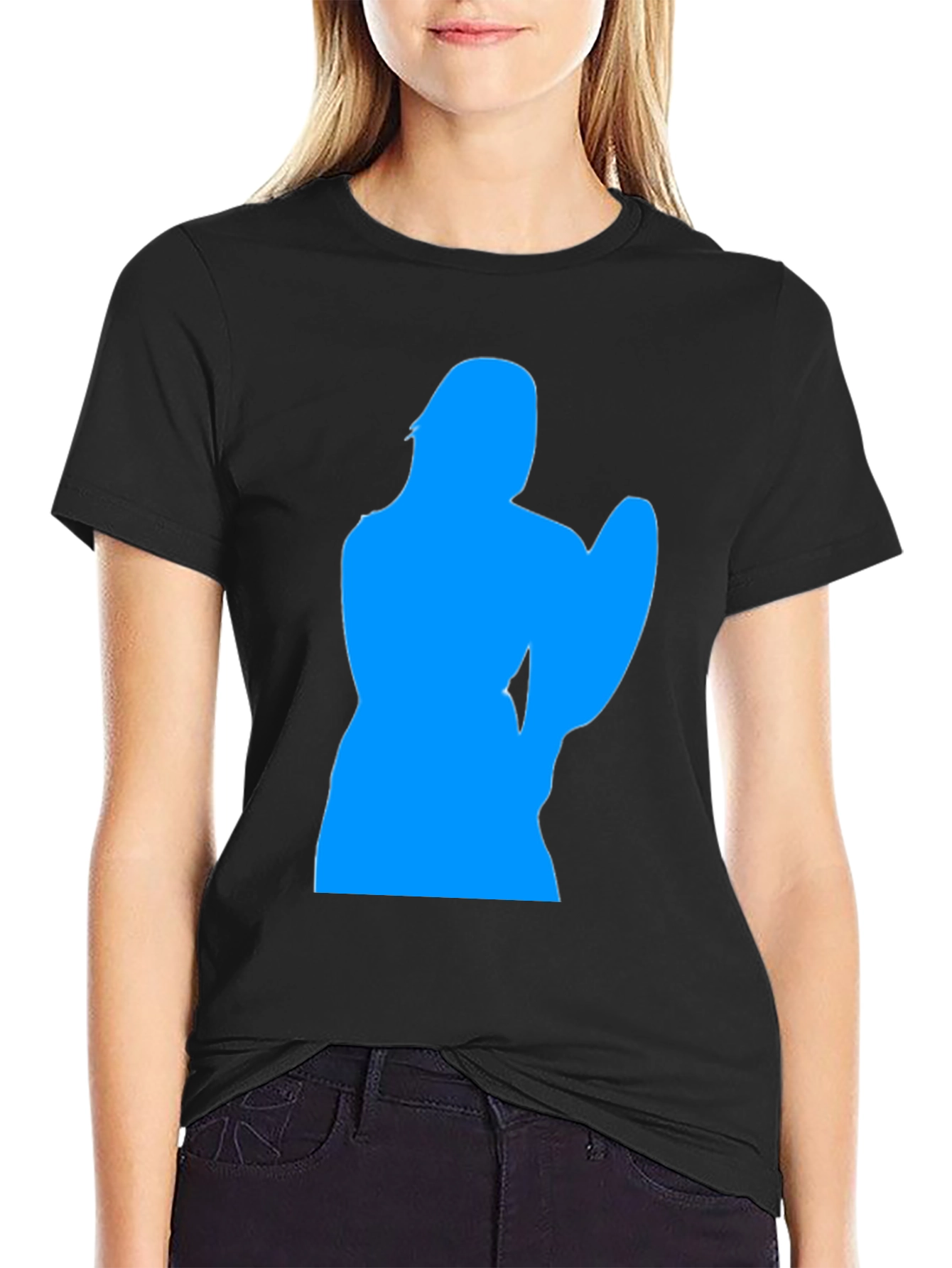 Cool Blue Silhouette Graphic Black T-Shirt