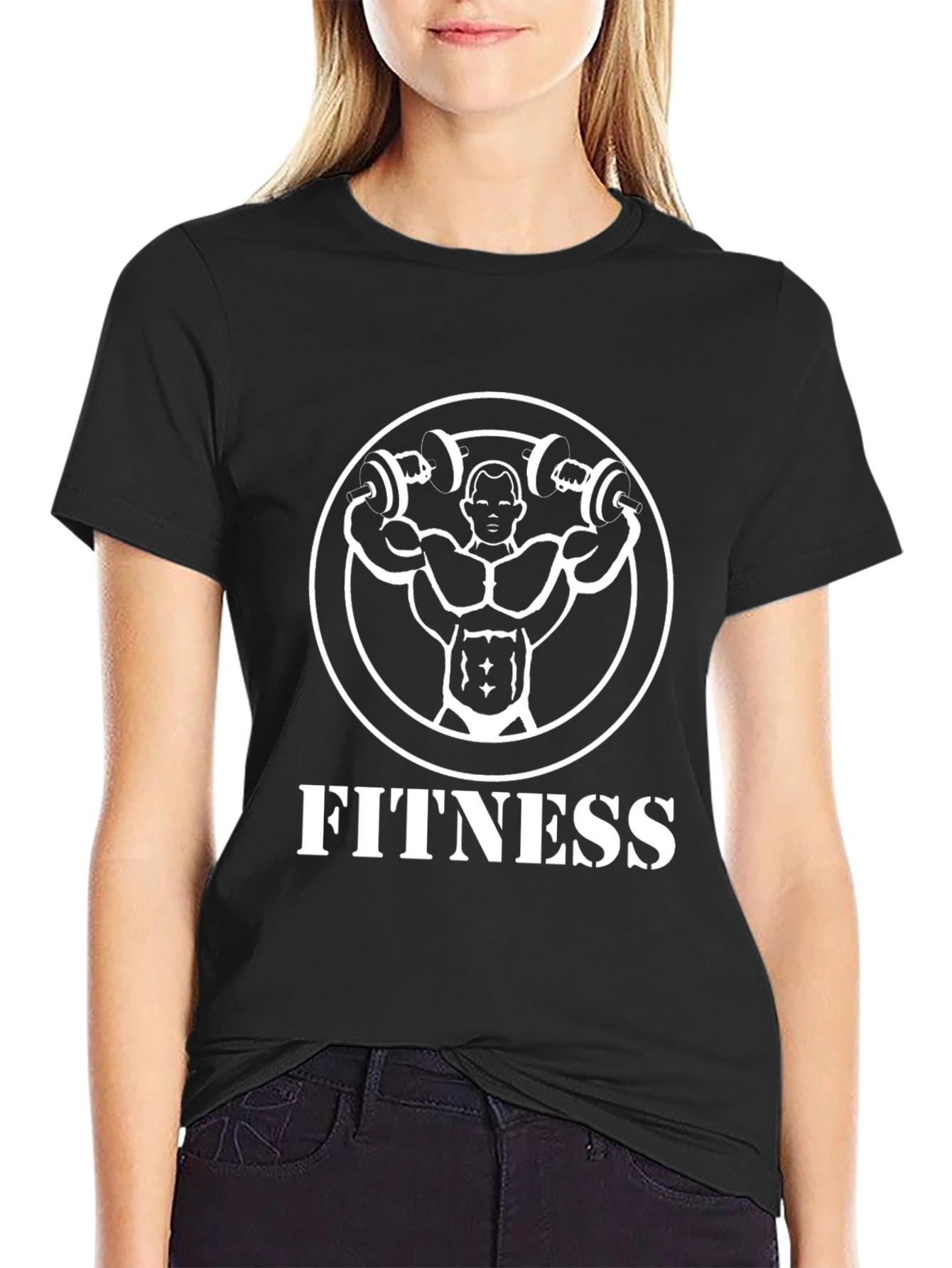 Fitness Graphic Tee - Black Cotton Gym Shirt