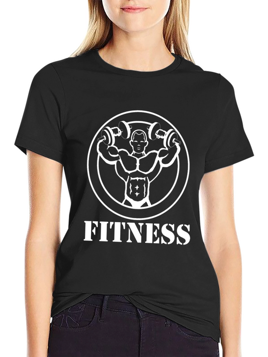 Fitness Graphic Tee - Black Cotton Gym Shirt