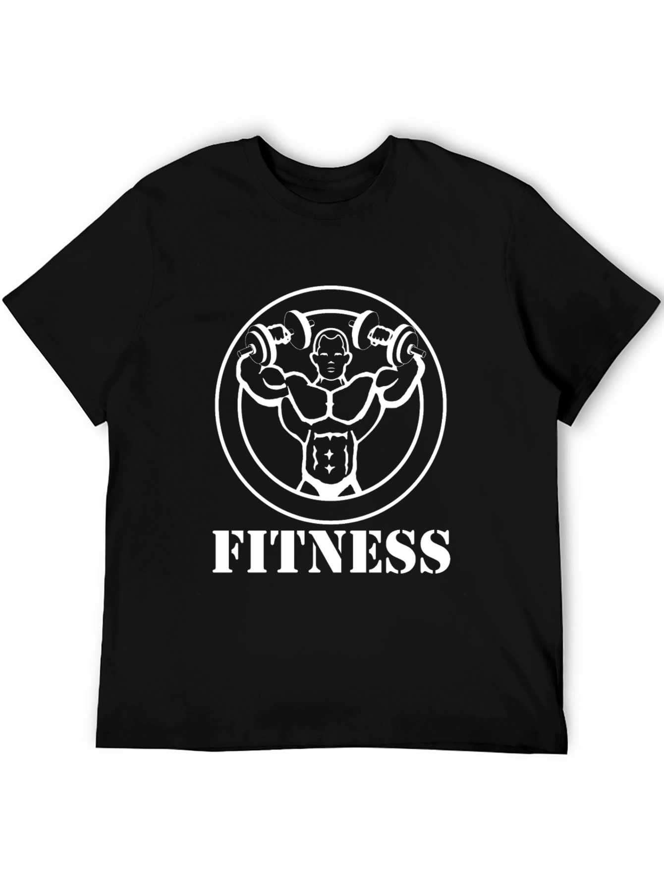 Fitness Graphic Tee - Black Cotton Gym Shirt