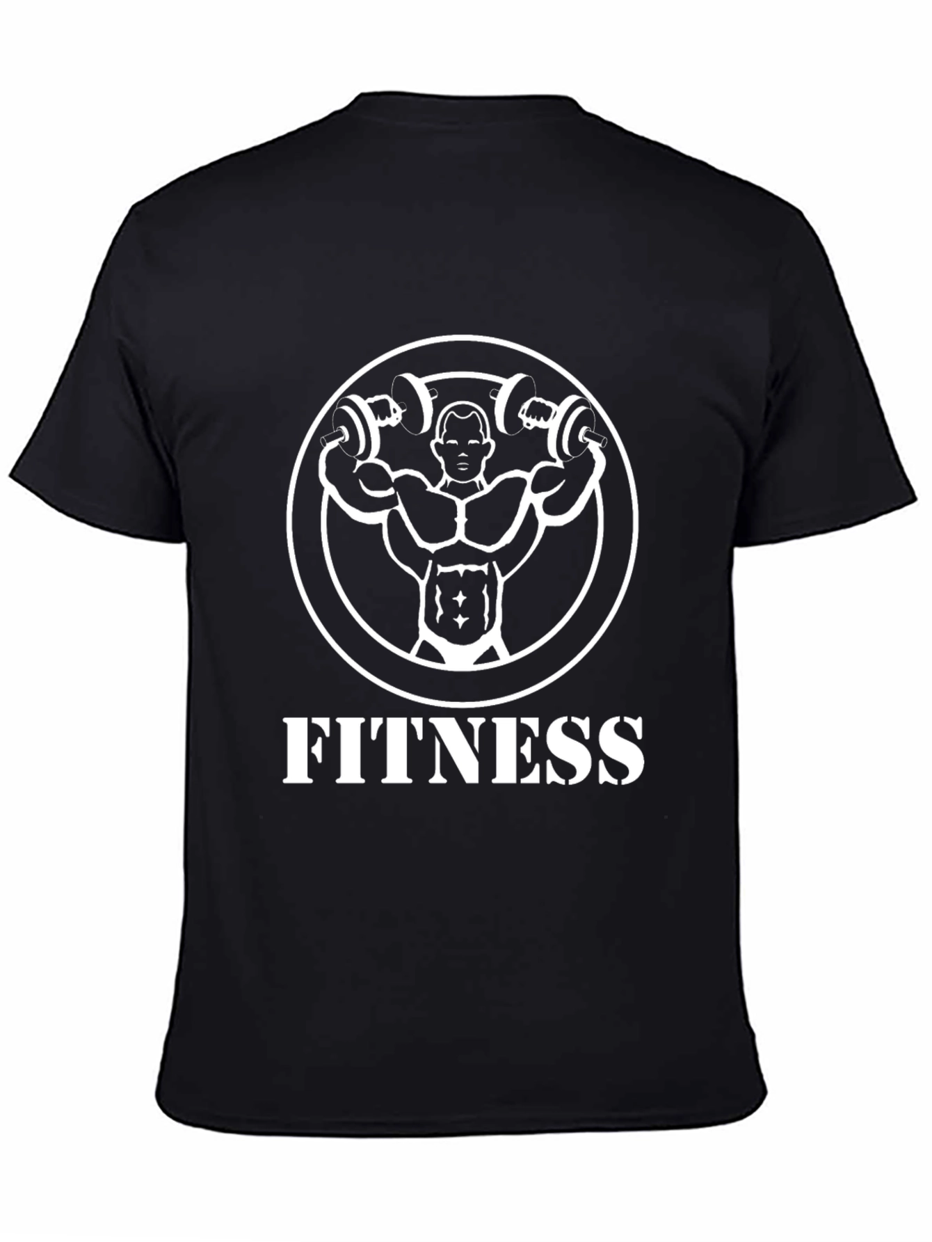 Fitness Graphic Tee - Black Cotton Gym Shirt