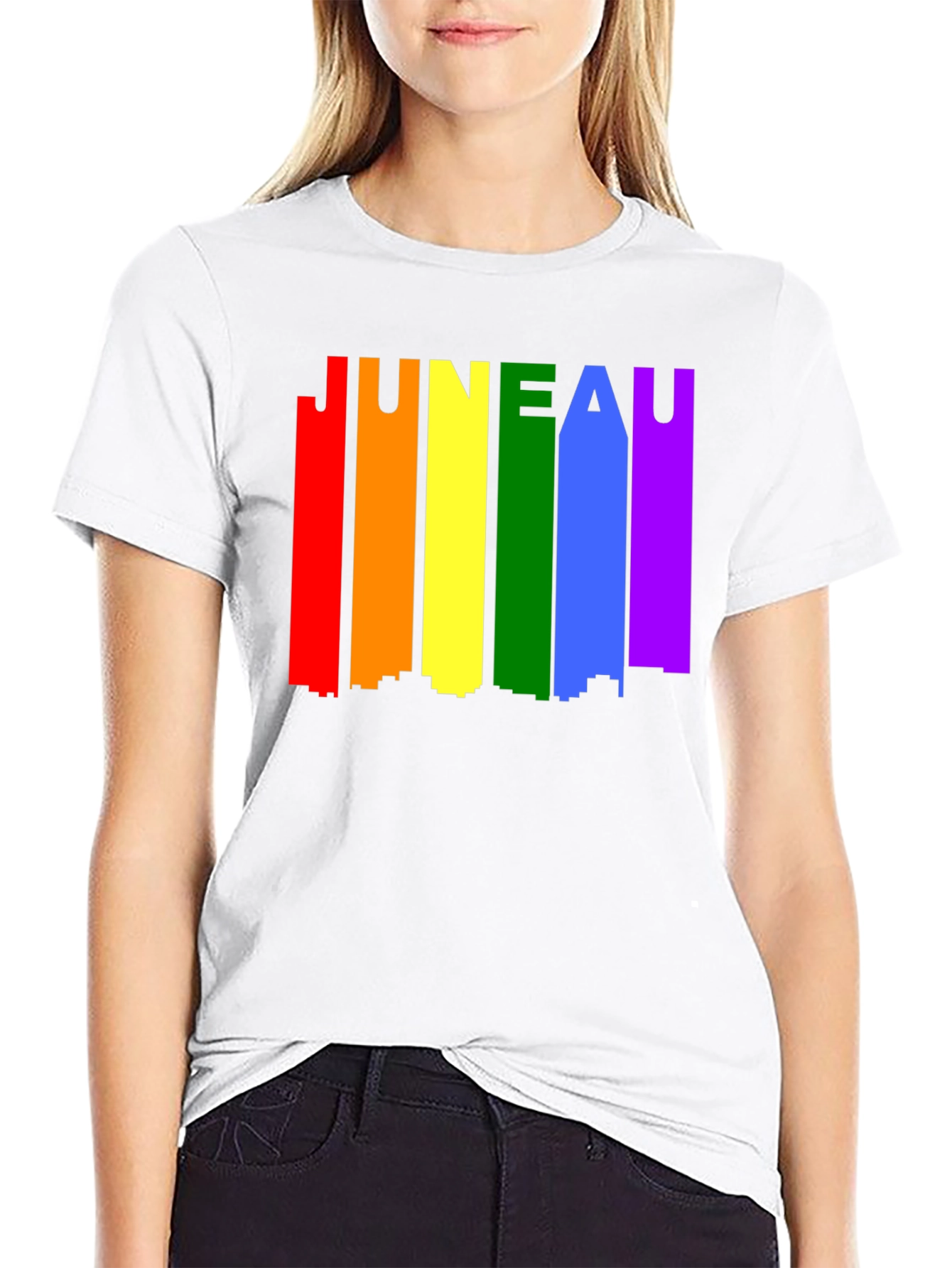Juneau Pride LGBTQ Rainbow Skyline T-Shirt
