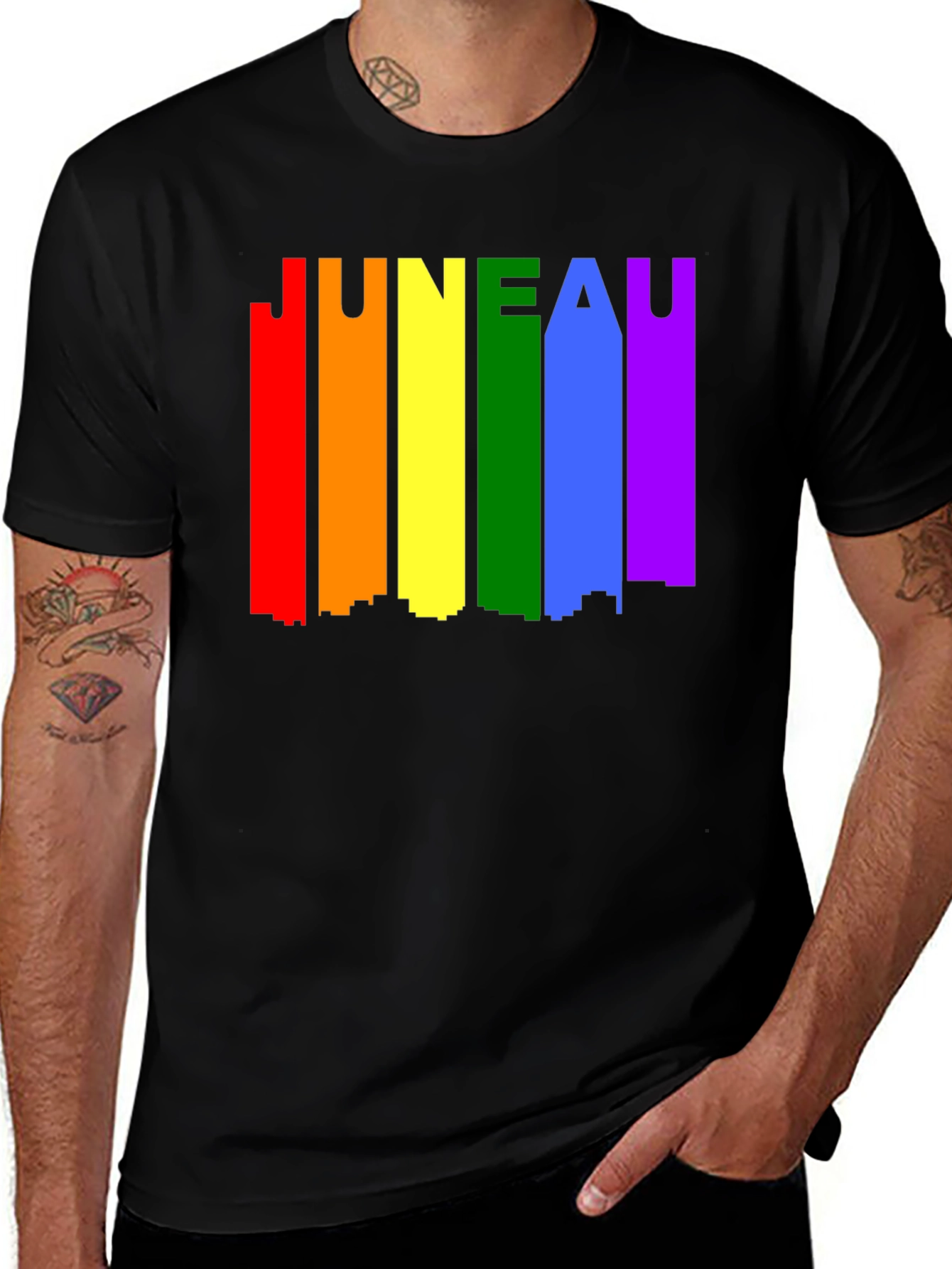 Juneau Pride LGBTQ Rainbow Skyline T-Shirt