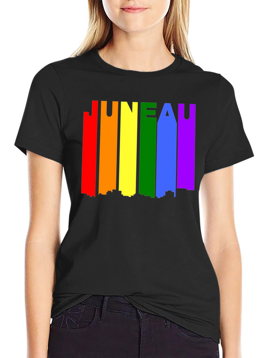 Juneau Pride LGBTQ Rainbow Skyline T-Shirt