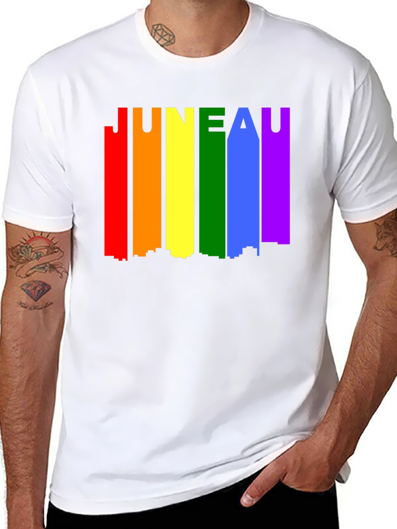 Juneau Pride LGBTQ Rainbow Skyline T-Shirt