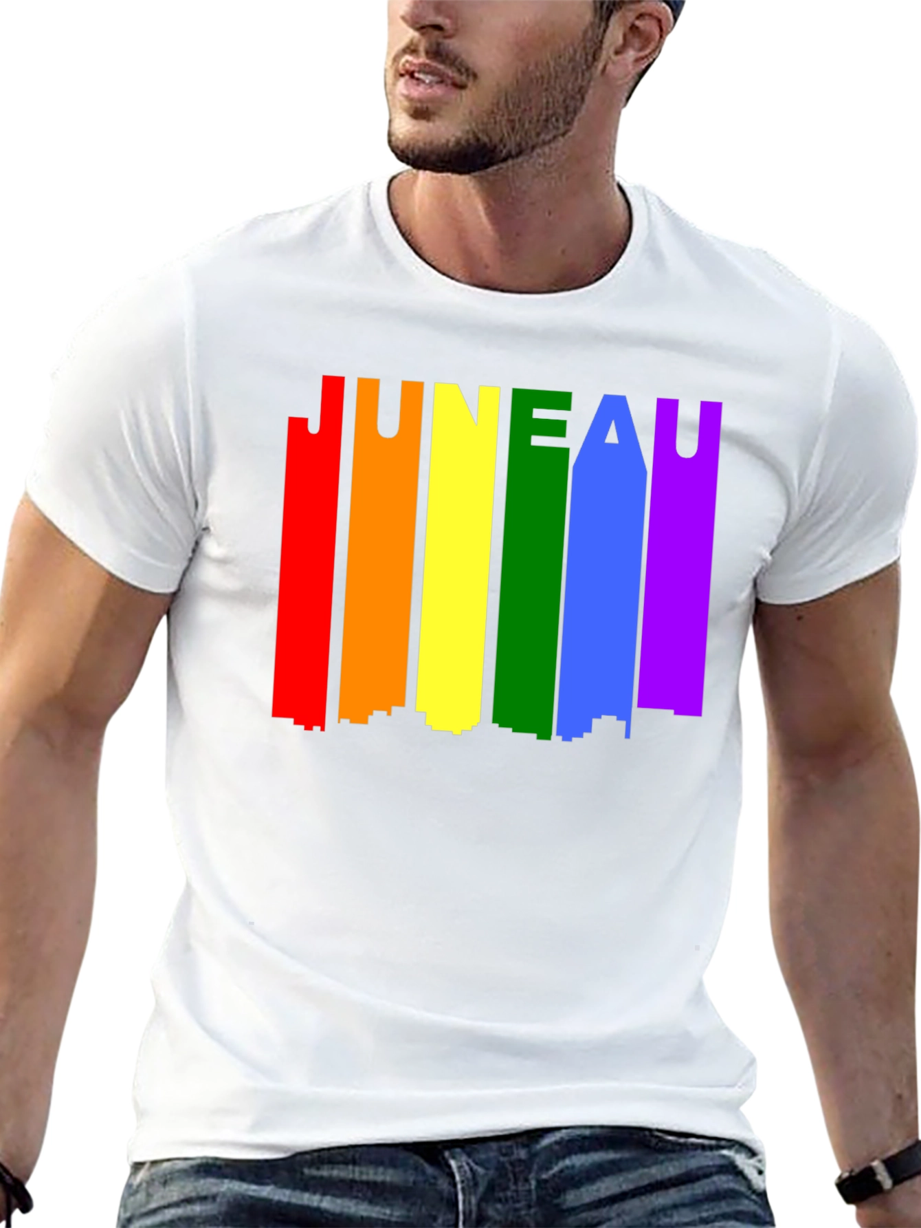 Juneau Pride LGBTQ Rainbow Skyline T-Shirt