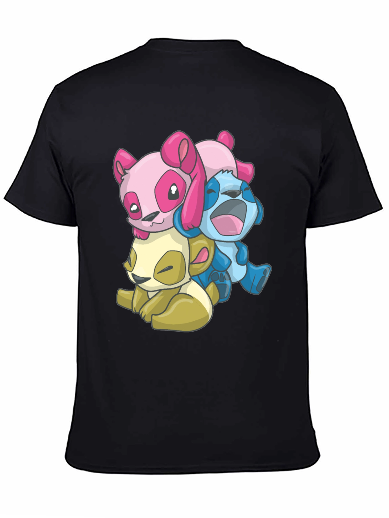 Cartoon Animal Stack Black T-Shirt