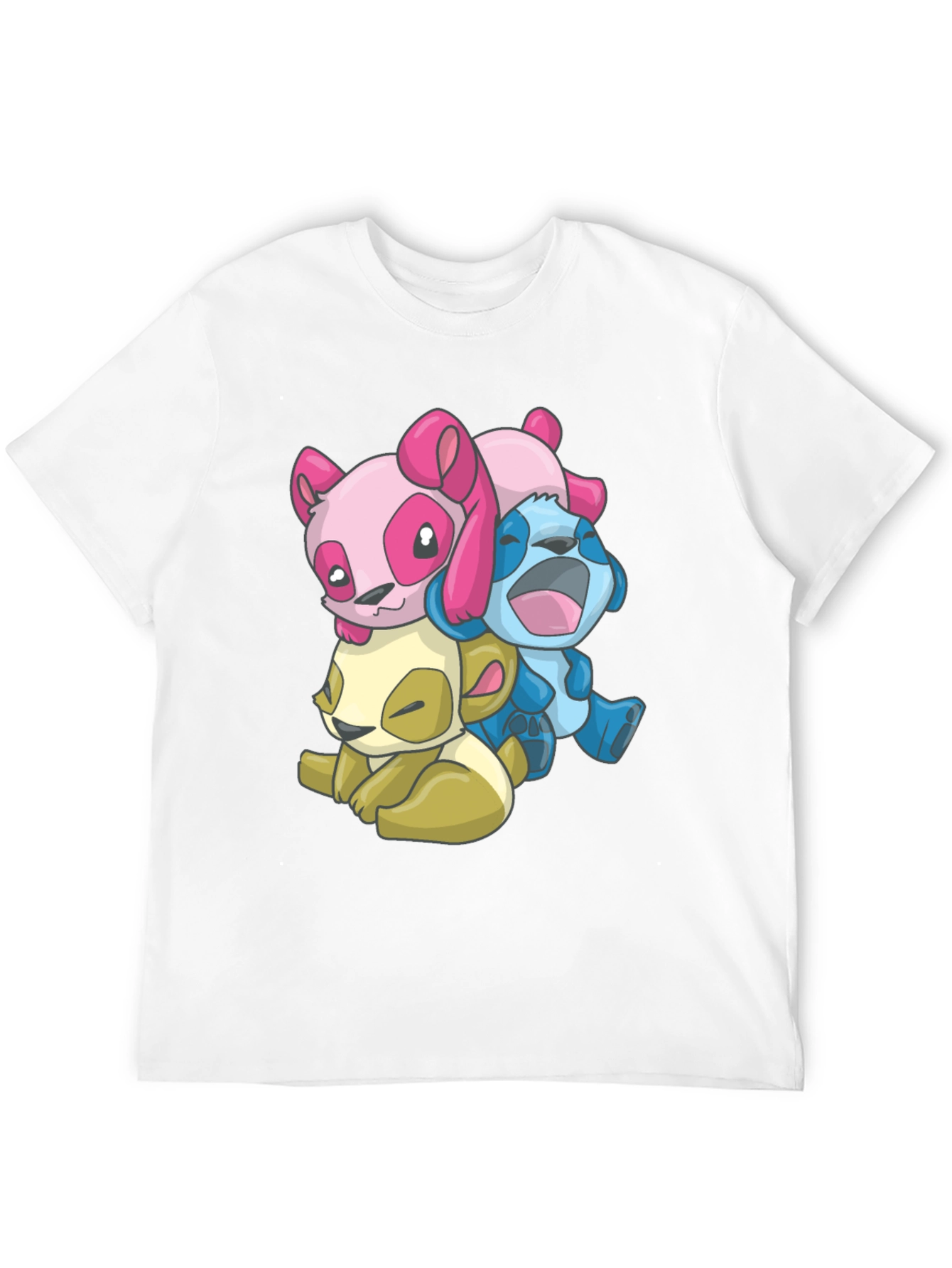 Cartoon Animal Stack Black T-Shirt