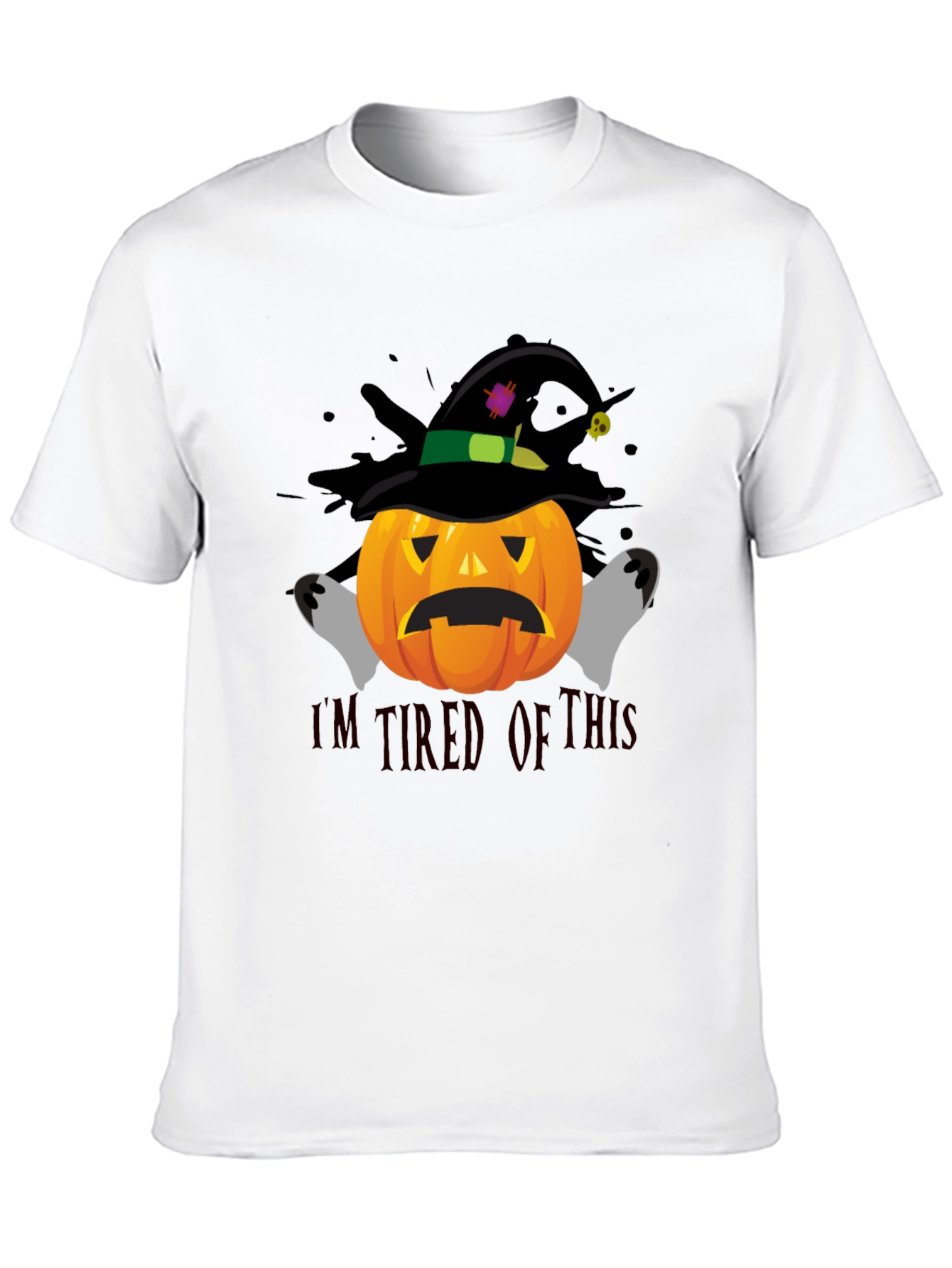 Tired Pumpkin Graphic T-Shirt - Halloween Tee