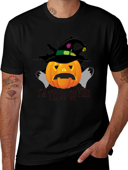 Tired Pumpkin Graphic T-Shirt - Halloween Tee