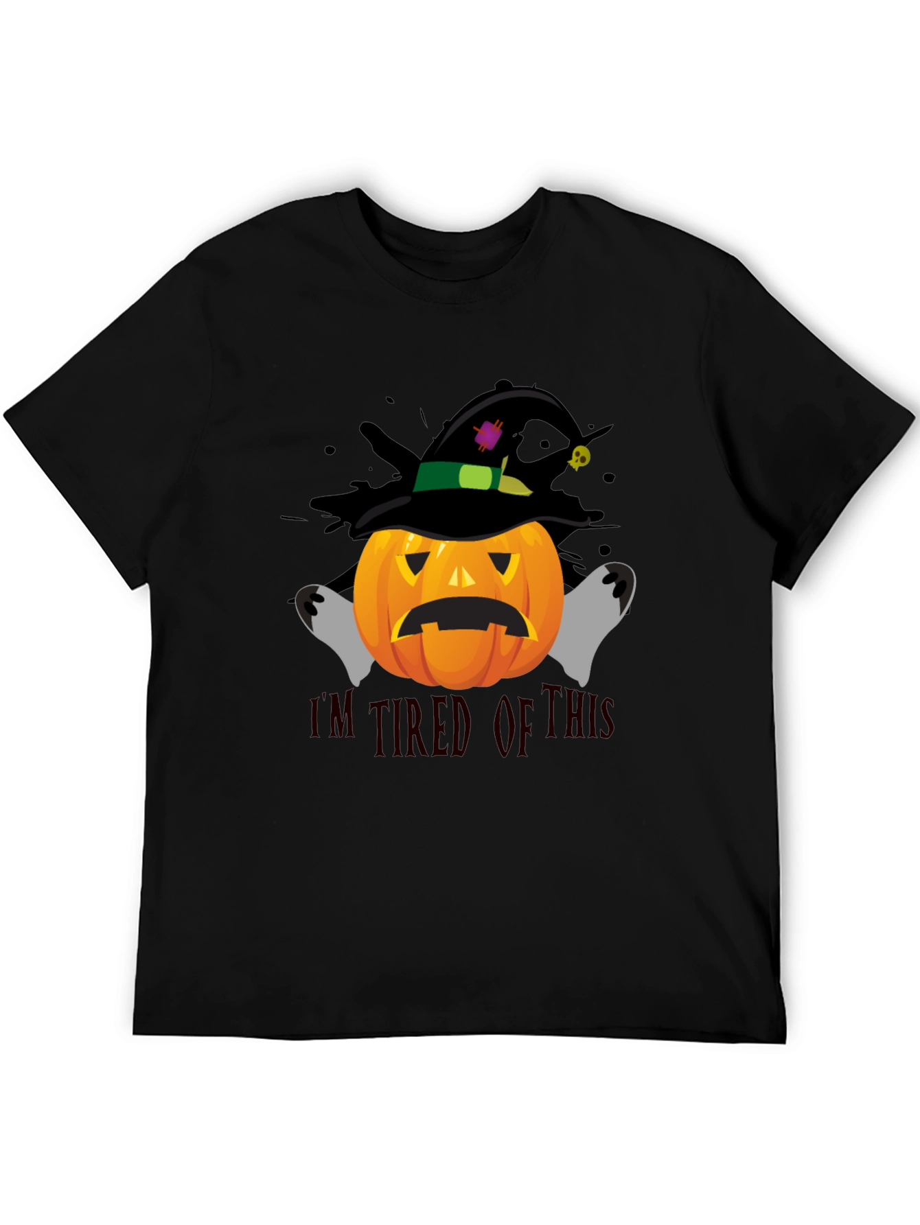 Tired Pumpkin Graphic T-Shirt - Halloween Tee