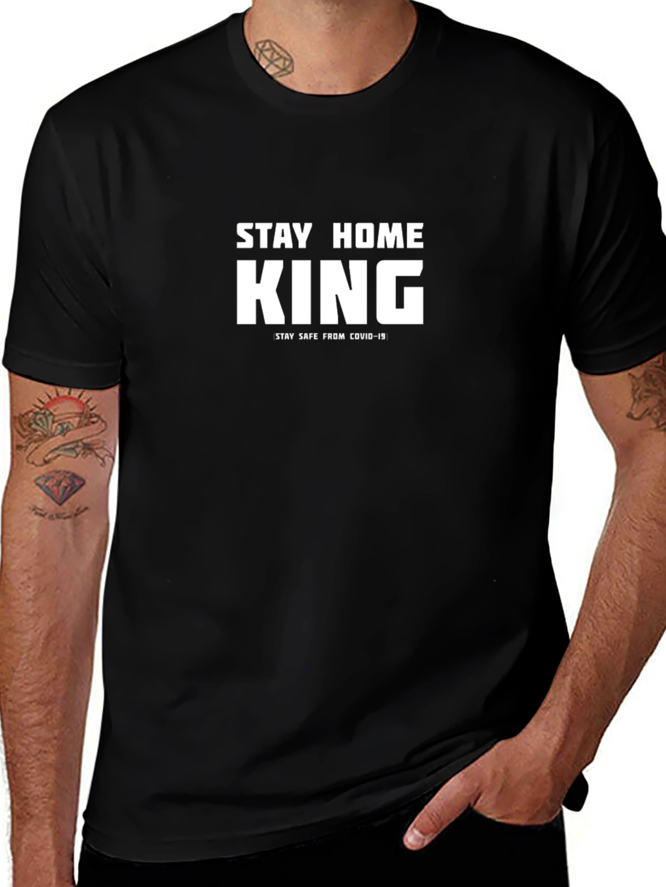 Stay Home King Black T-Shirt