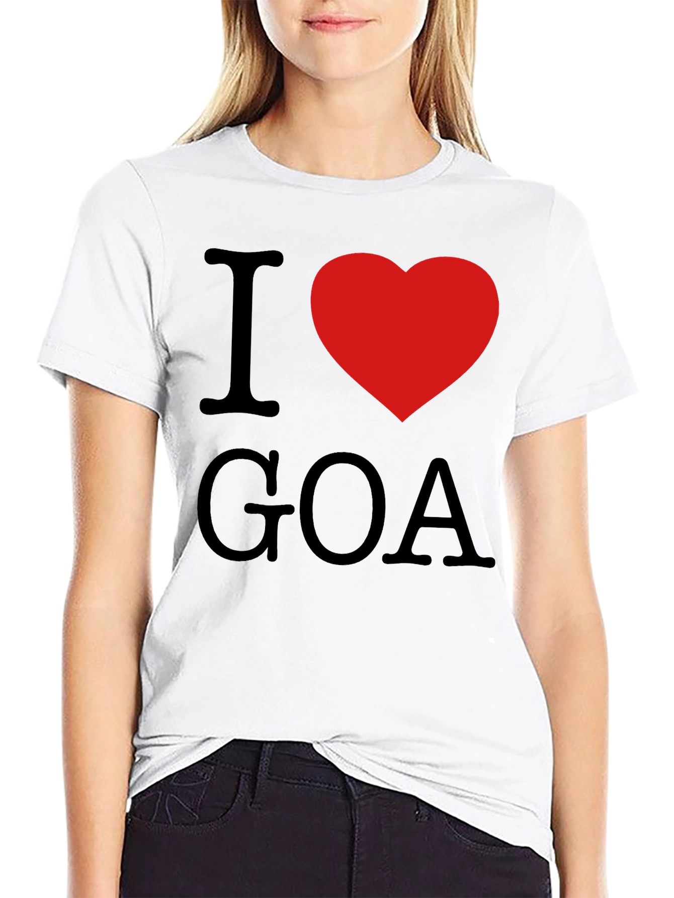 I Love Goa T-Shirt - Black with Red Heart