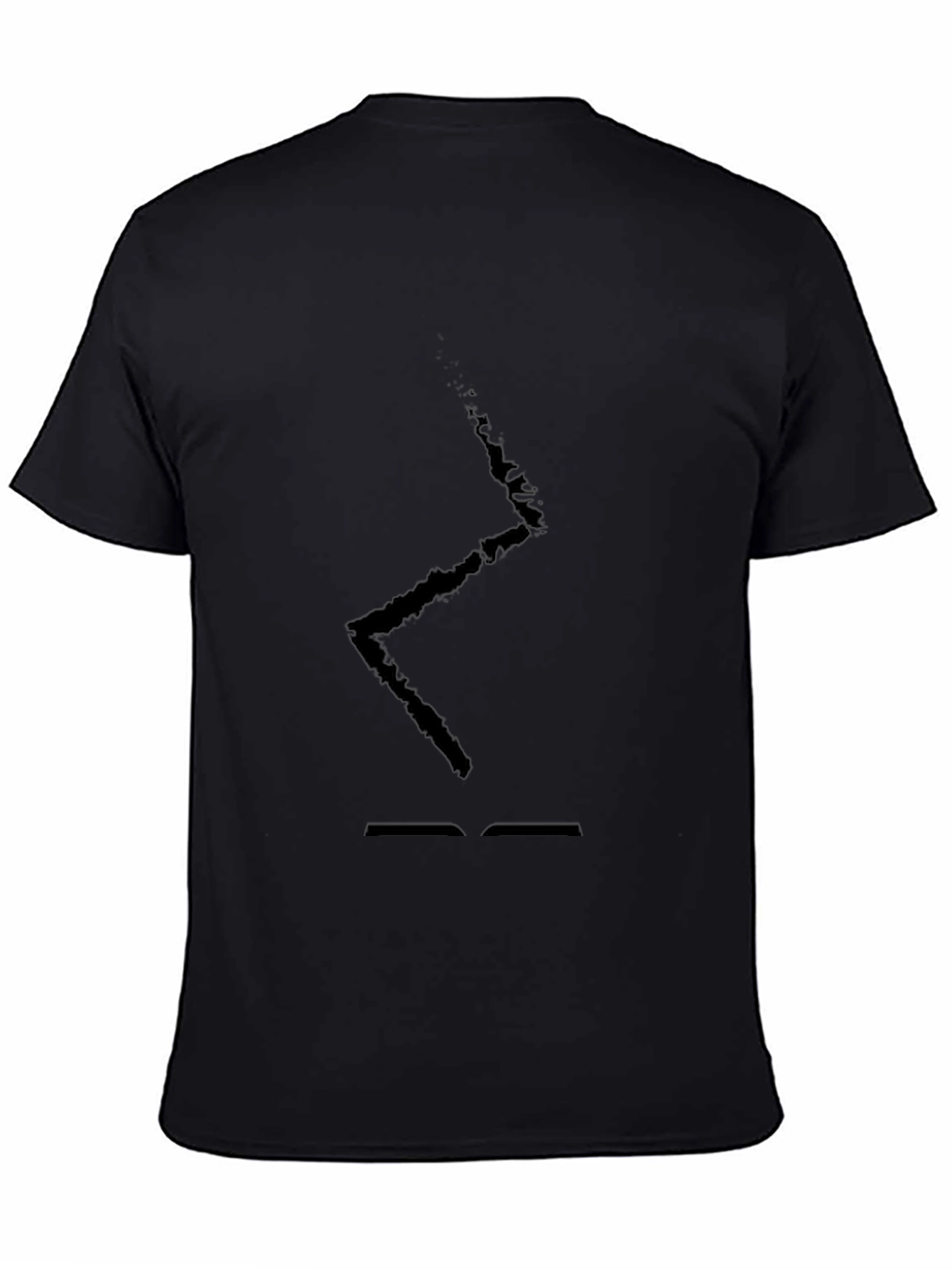 Mens Black T-Shirt with Abstract Lightning Bolt Design