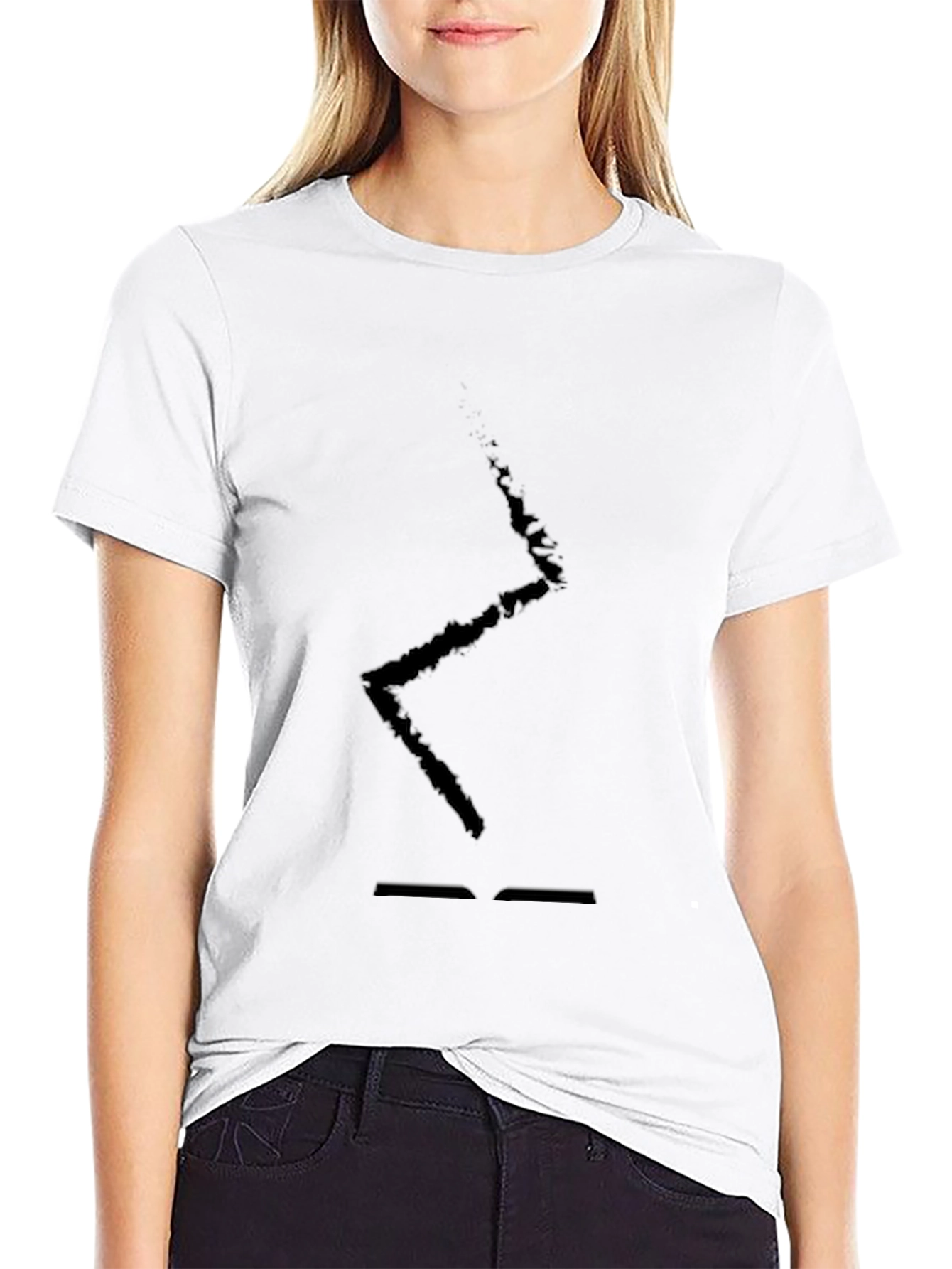 Mens Black T-Shirt with Abstract Lightning Bolt Design