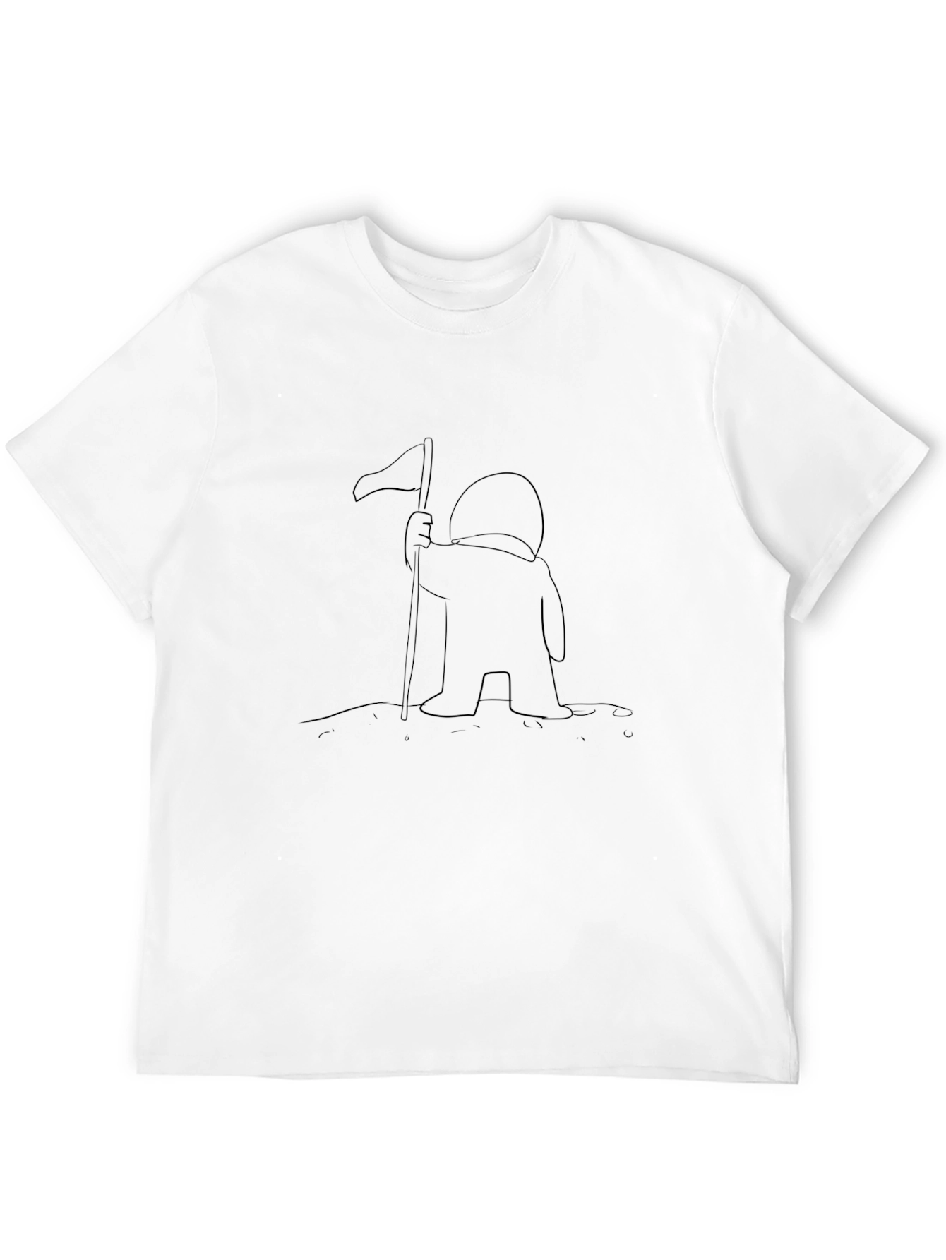 Astronaut Flag Graphic Tee - Black Cotton Comfort