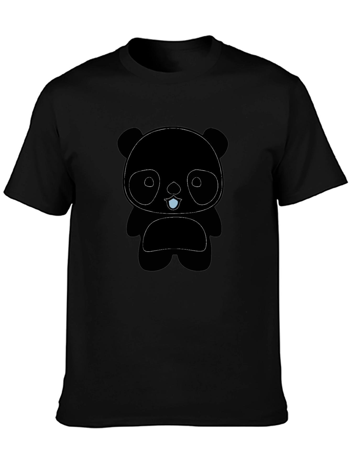 Cute Panda Graphic Tee - Black Cotton Blend Shirt