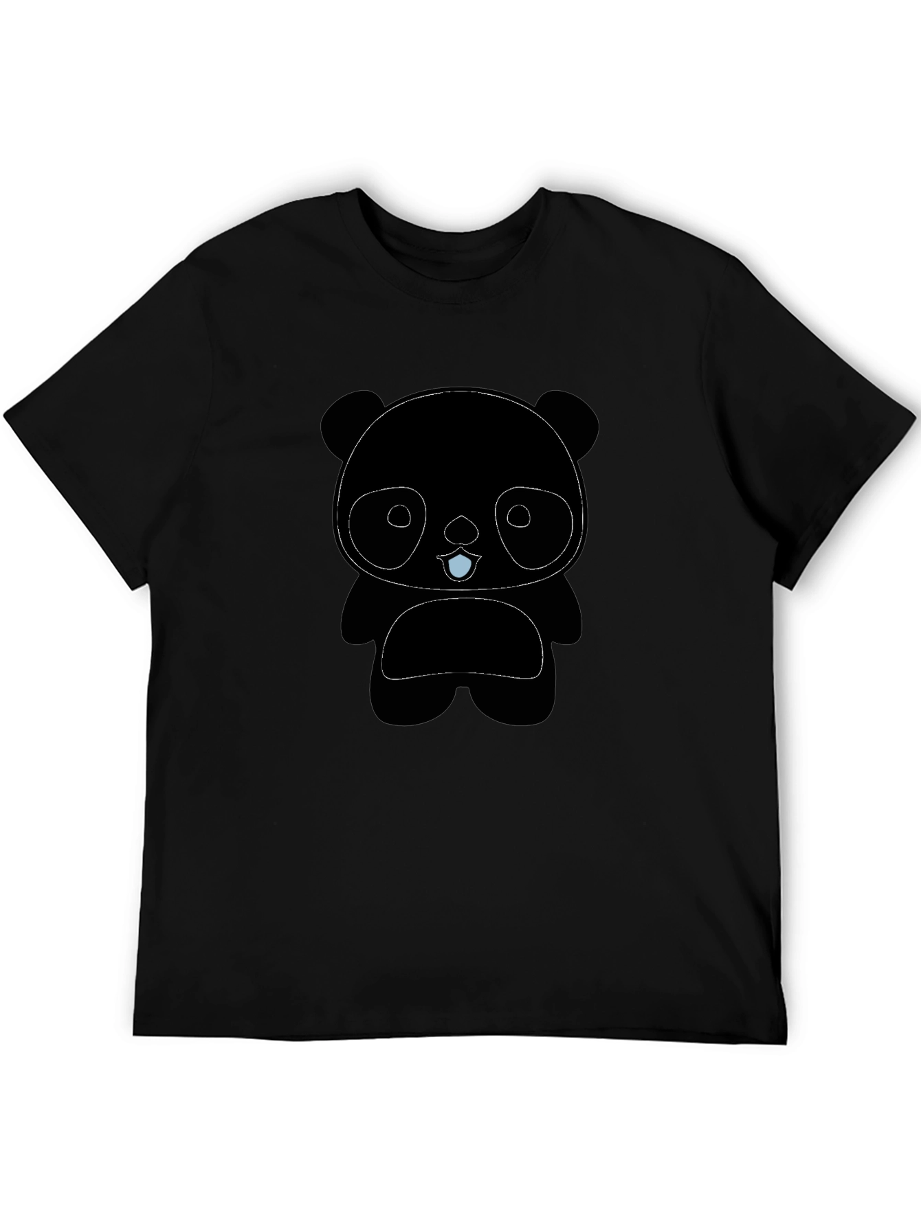 Cute Panda Graphic Tee - Black Cotton Blend Shirt