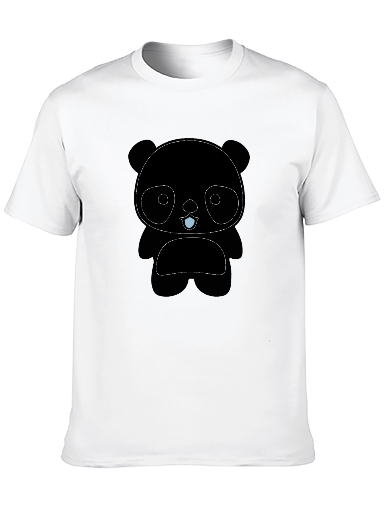 Cute Panda Graphic Tee - Black Cotton Blend Shirt