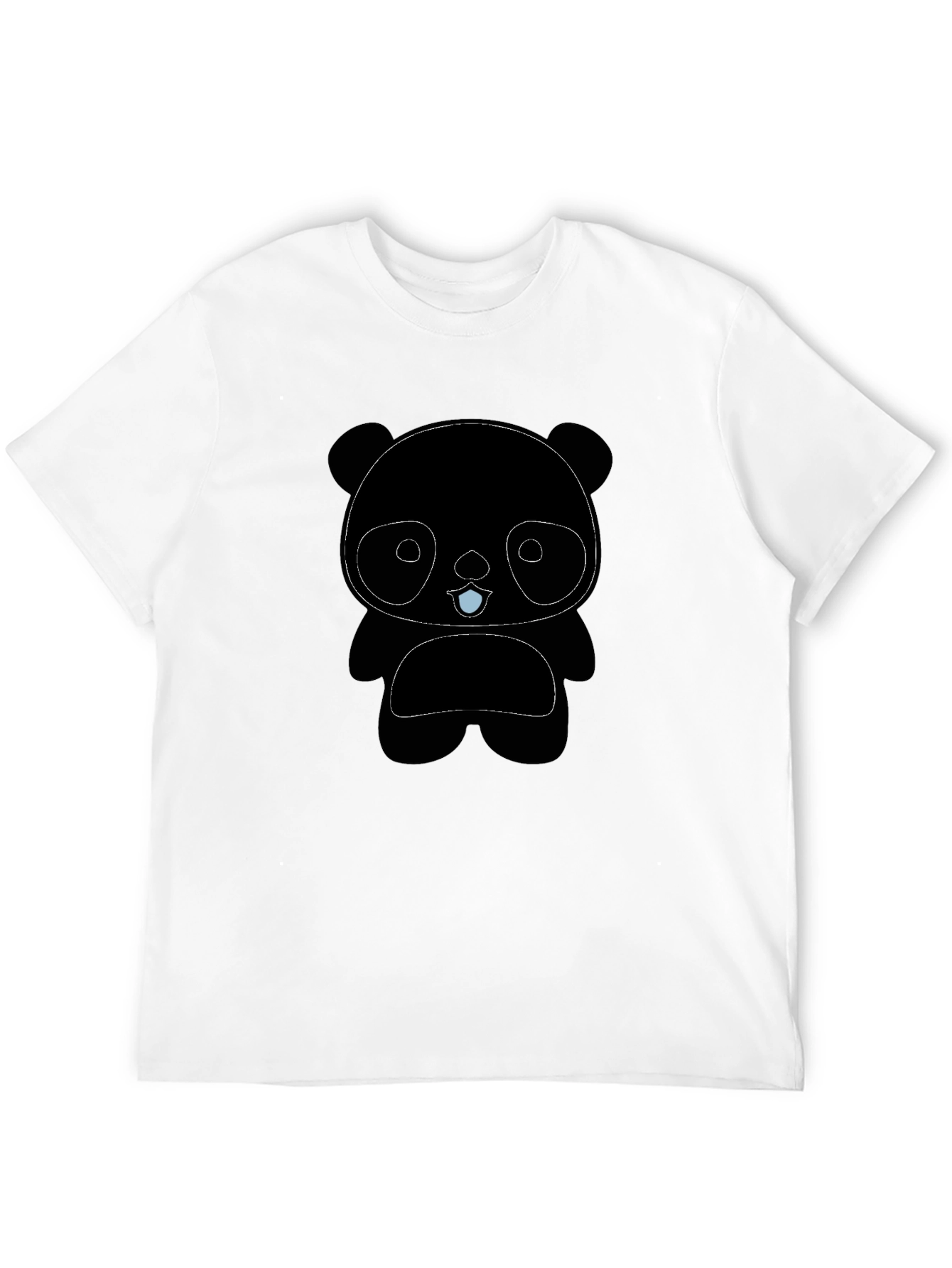 Cute Panda Graphic Tee - Black Cotton Blend Shirt