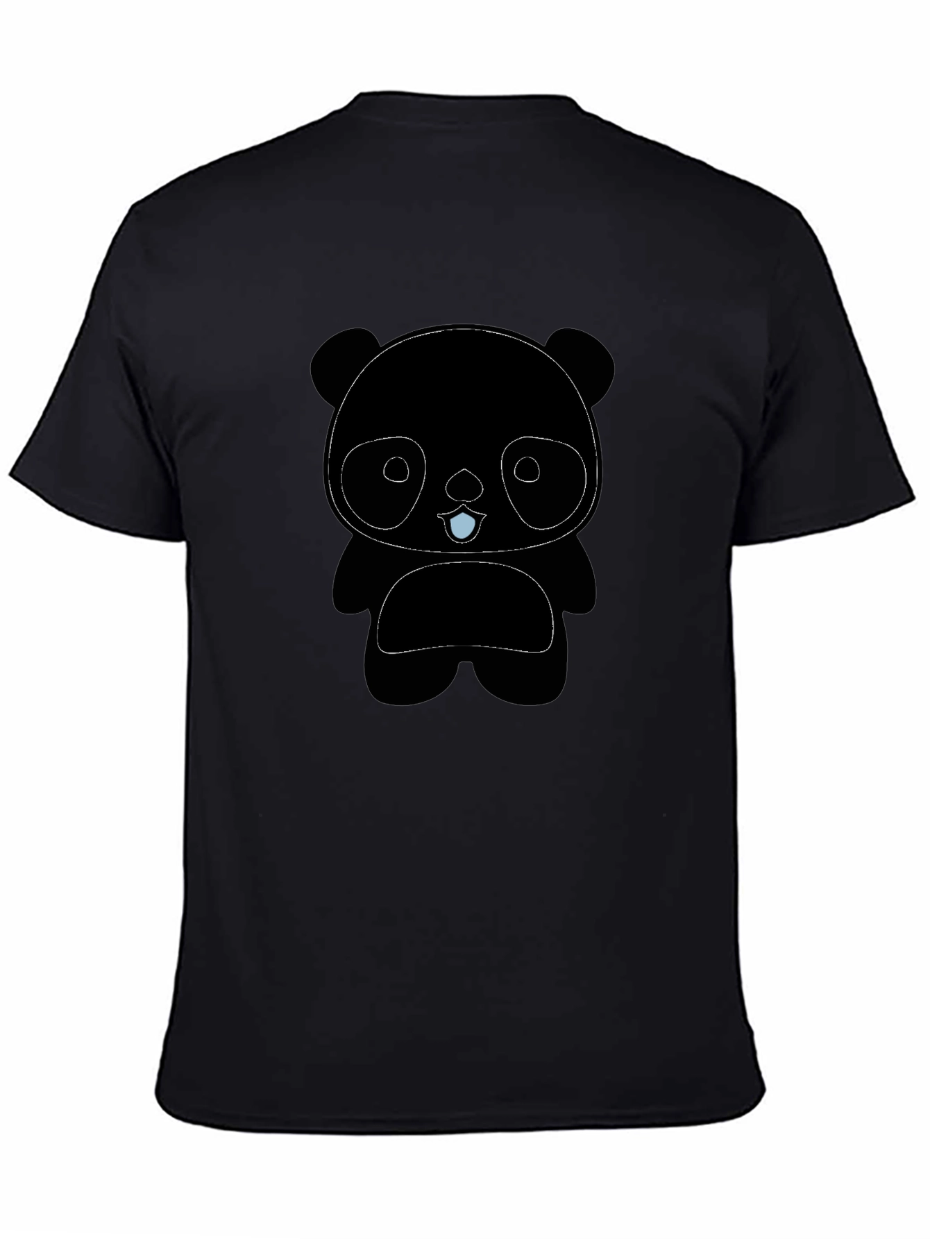 Cute Panda Graphic Tee - Black Cotton Blend Shirt