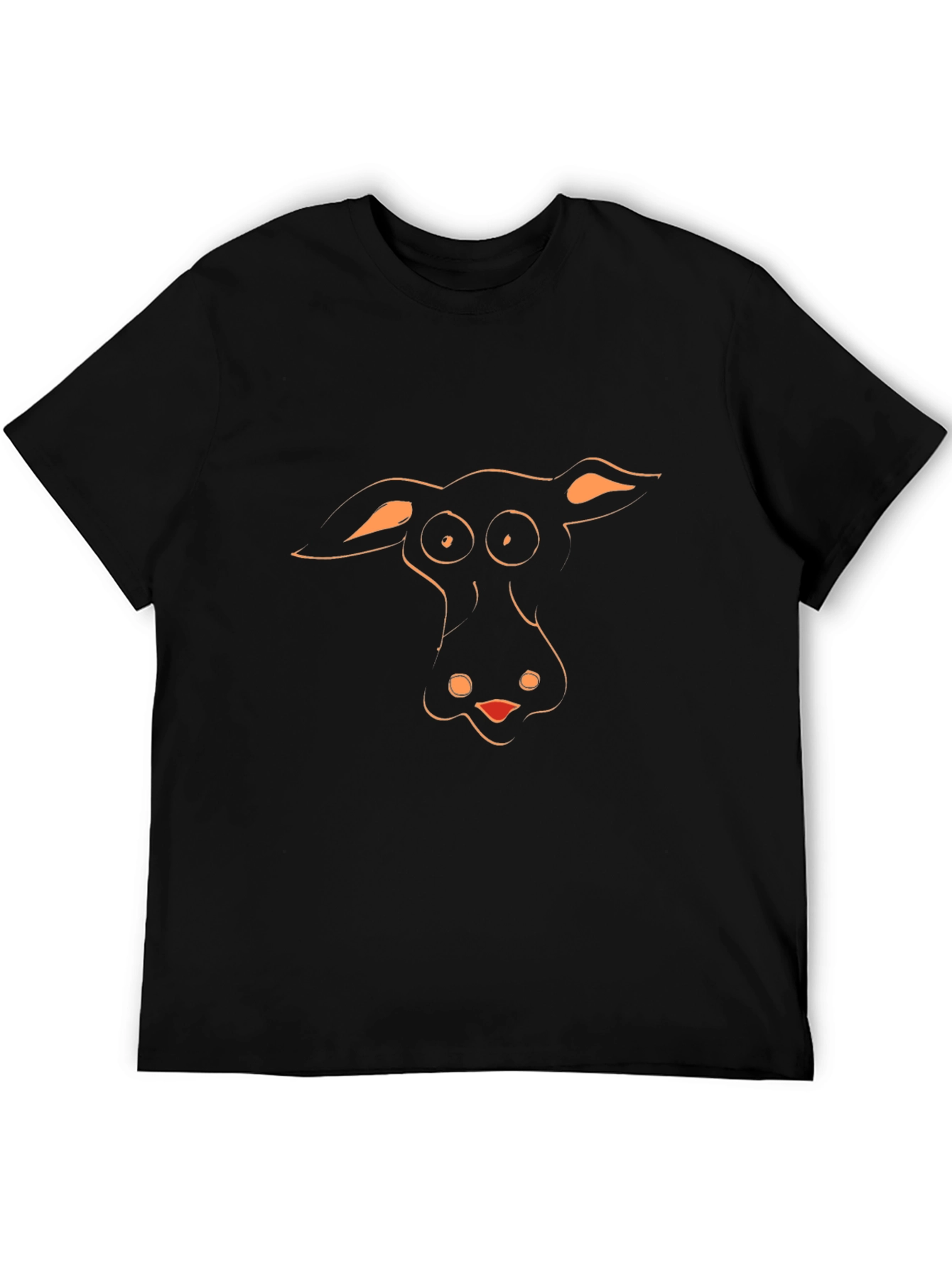 Funny Cartoon Animal Face Black T-Shirt