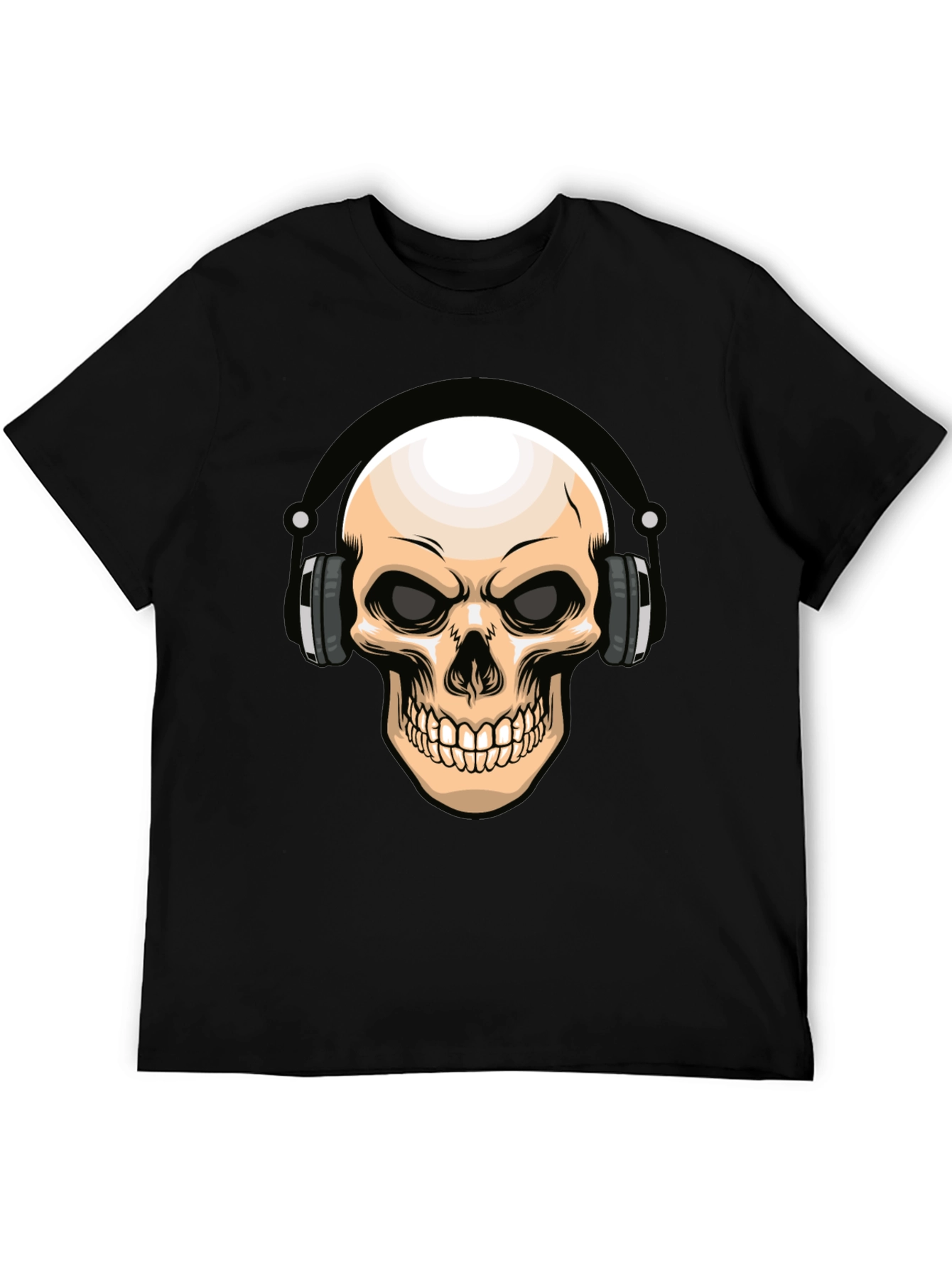 Skull Headphones Graphic T-Shirt - Cool DJ Design