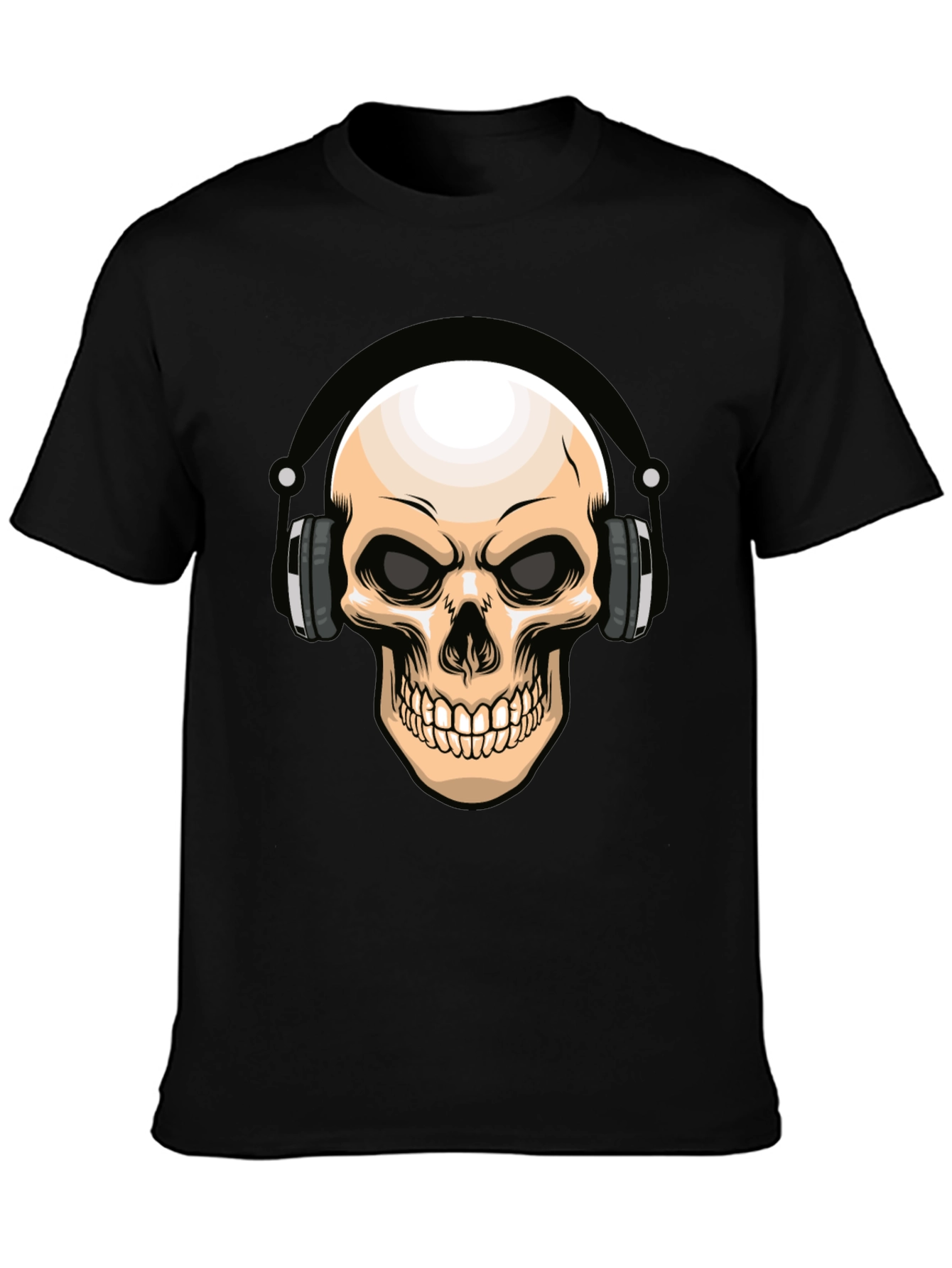 Skull Headphones Graphic T-Shirt - Cool DJ Design