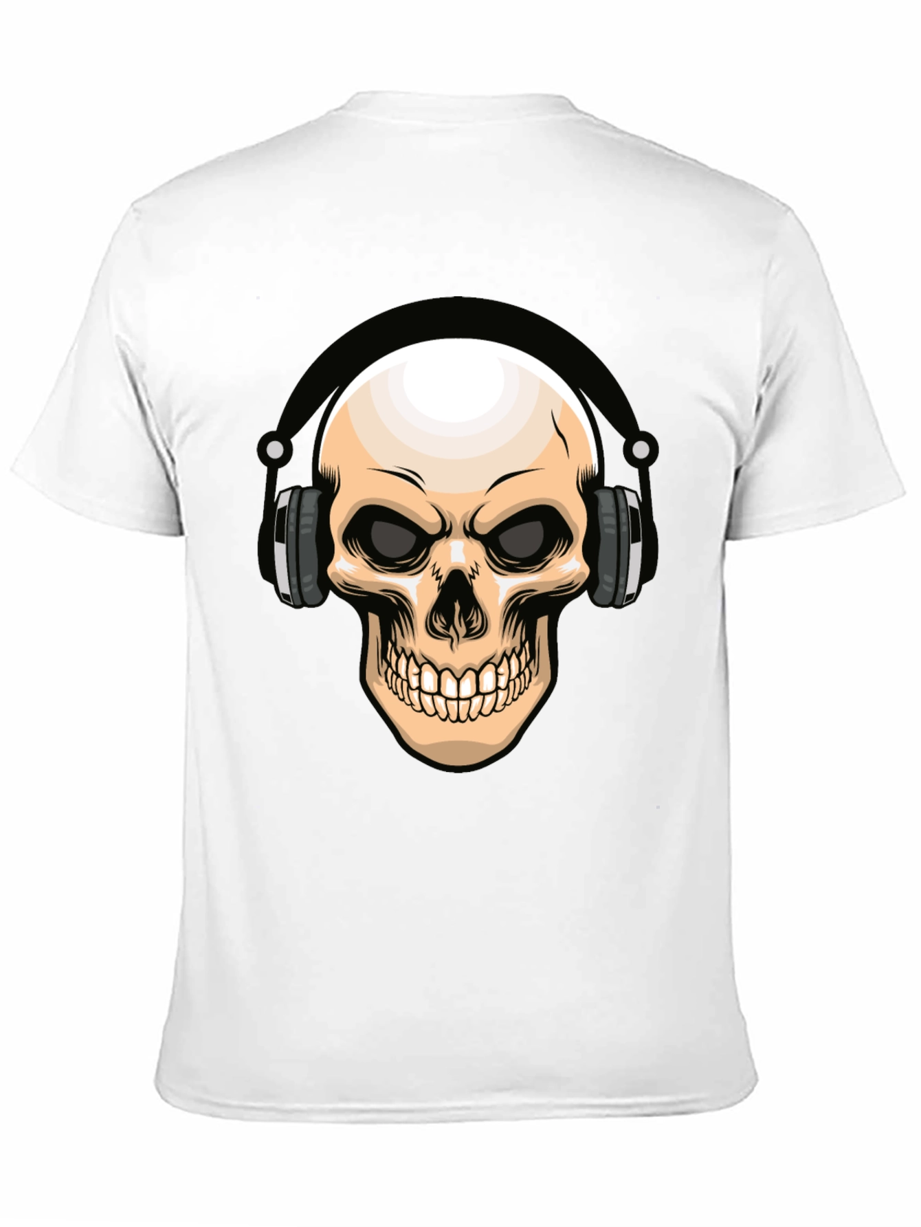 Skull Headphones Graphic T-Shirt - Cool DJ Design