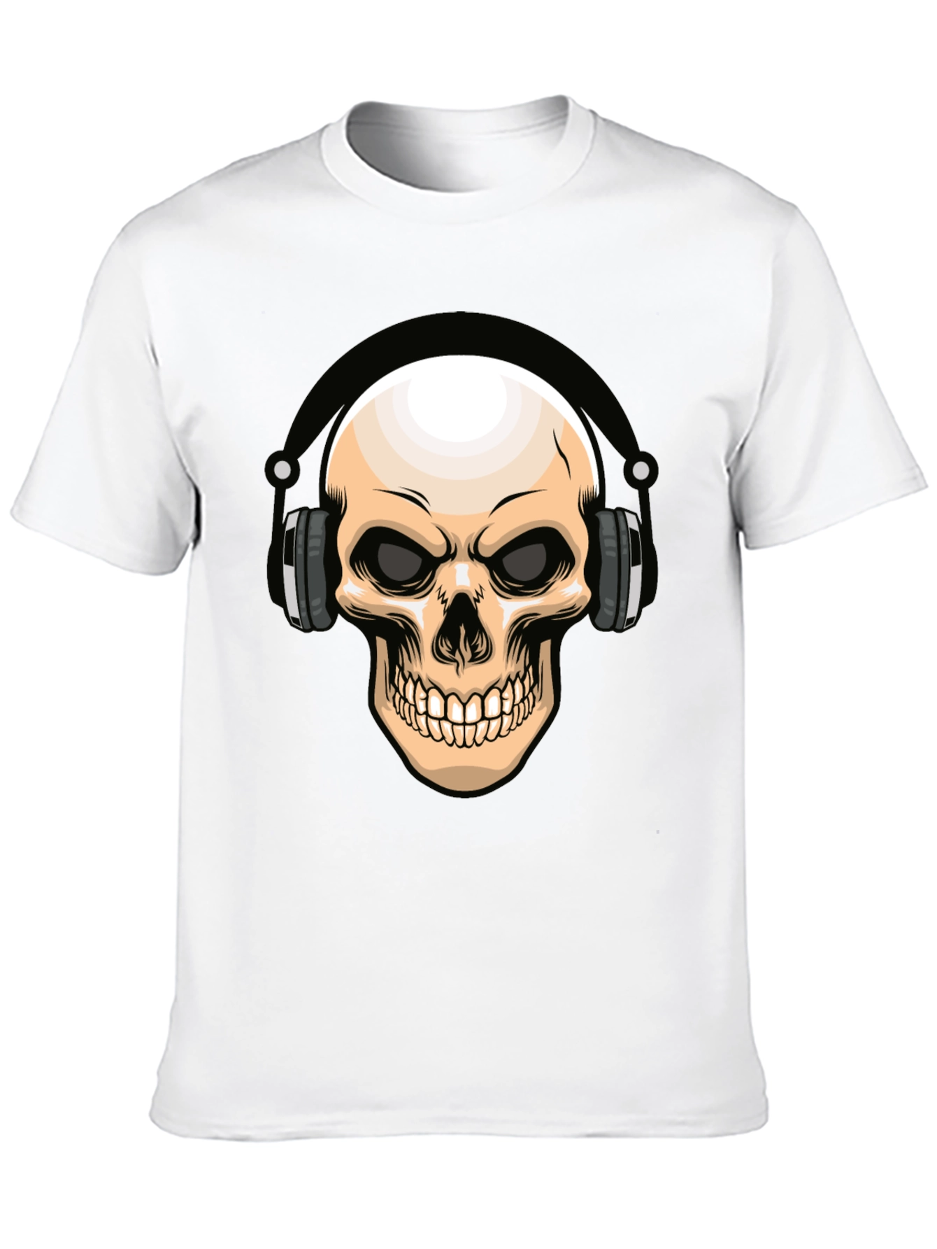 Skull Headphones Graphic T-Shirt - Cool DJ Design