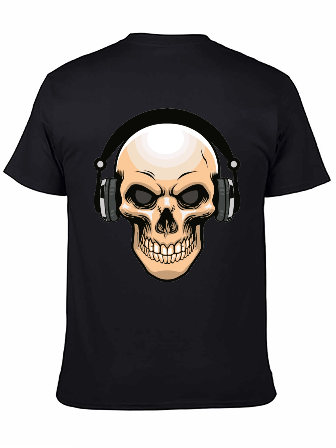 Skull Headphones Graphic T-Shirt - Cool DJ Design