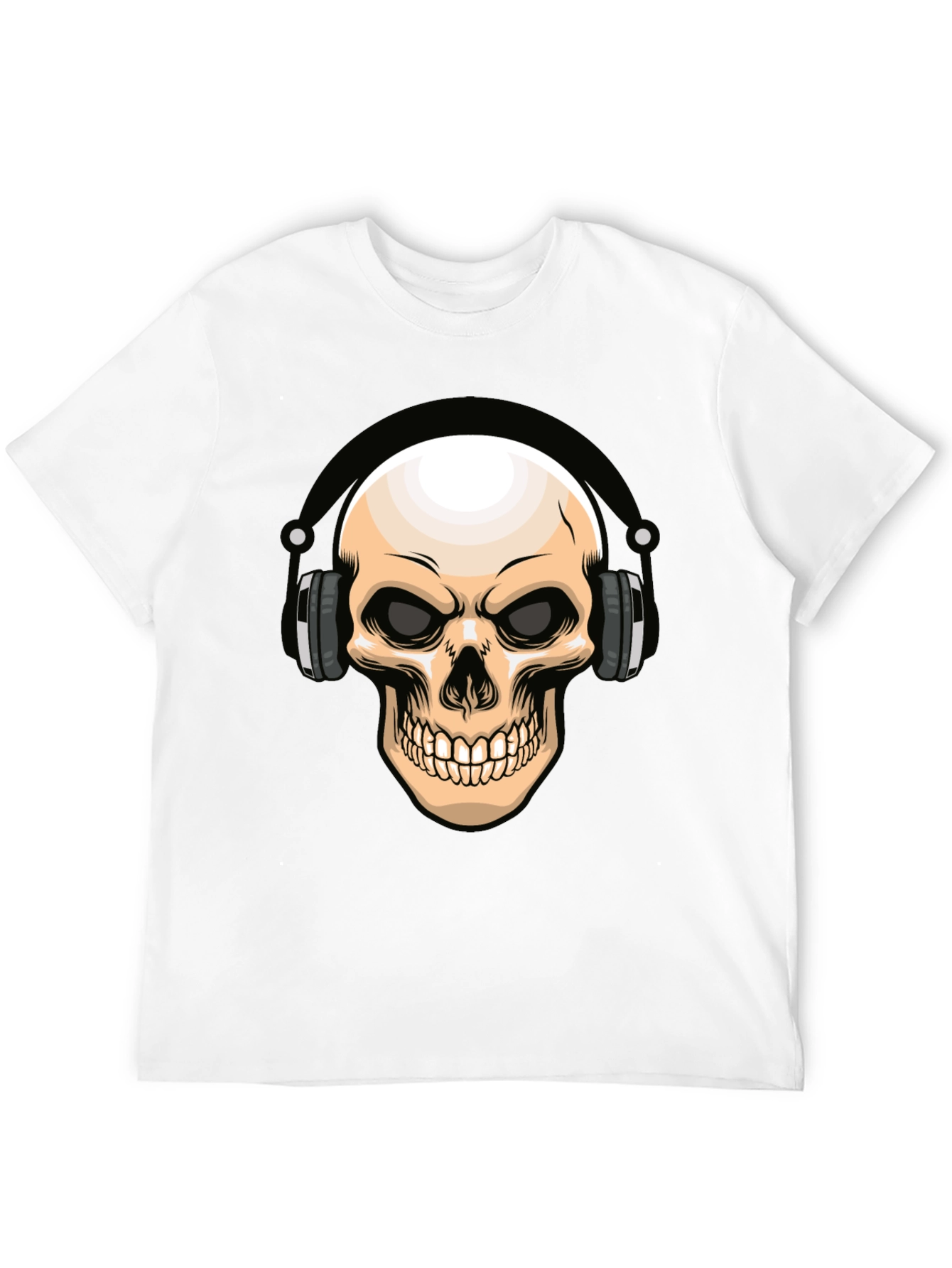 Skull Headphones Graphic T-Shirt - Cool DJ Design