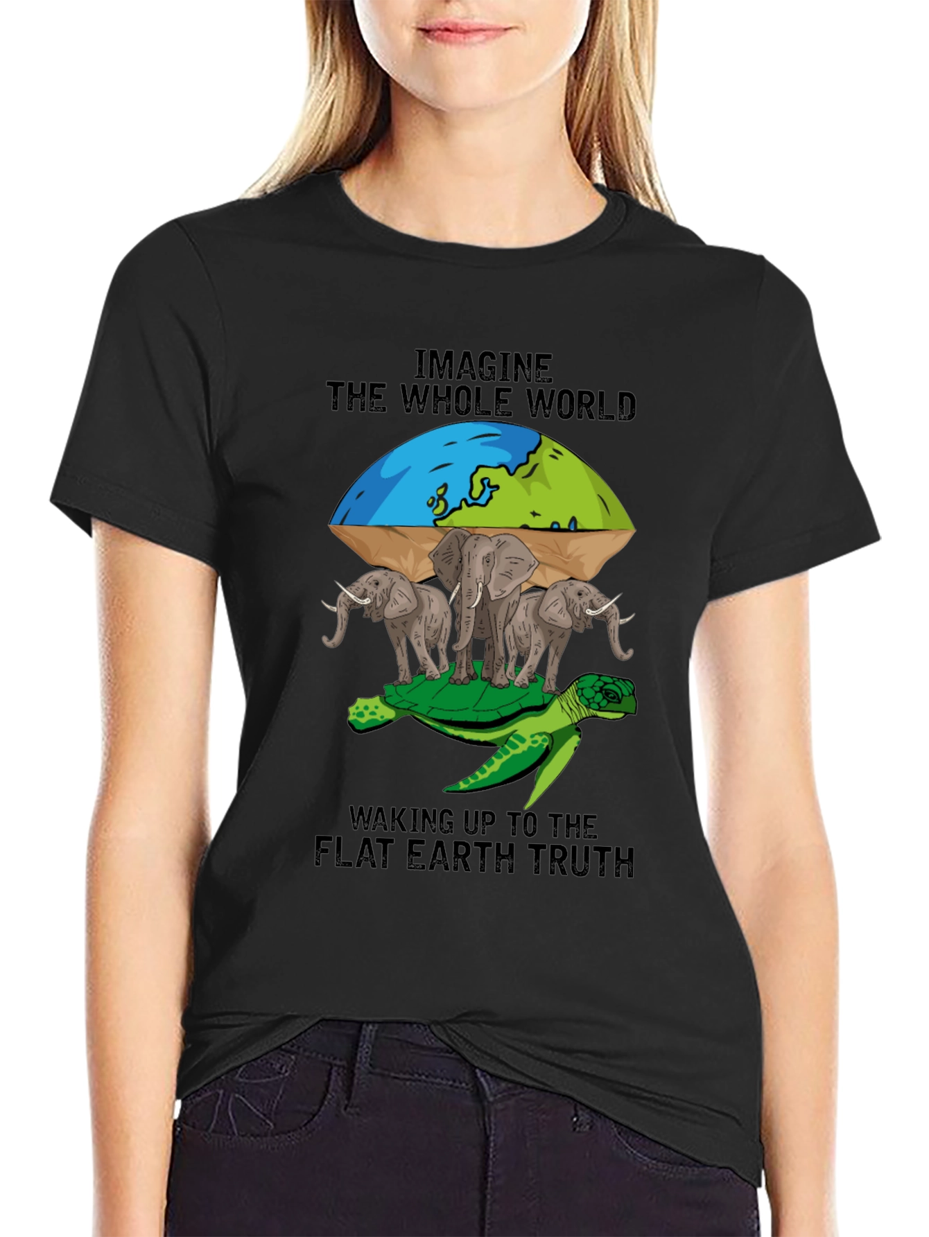 Flat Earth T-Shirt: Turtle Elephants World
