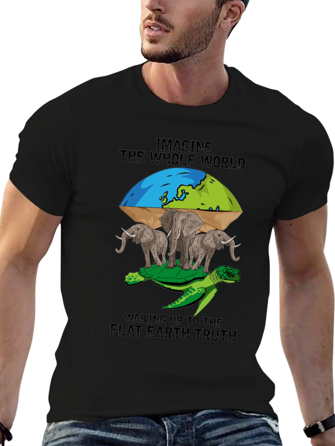 Flat Earth T-Shirt: Turtle Elephants World