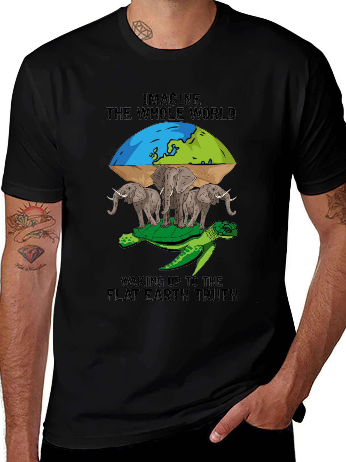 Flat Earth T-Shirt: Turtle Elephants World