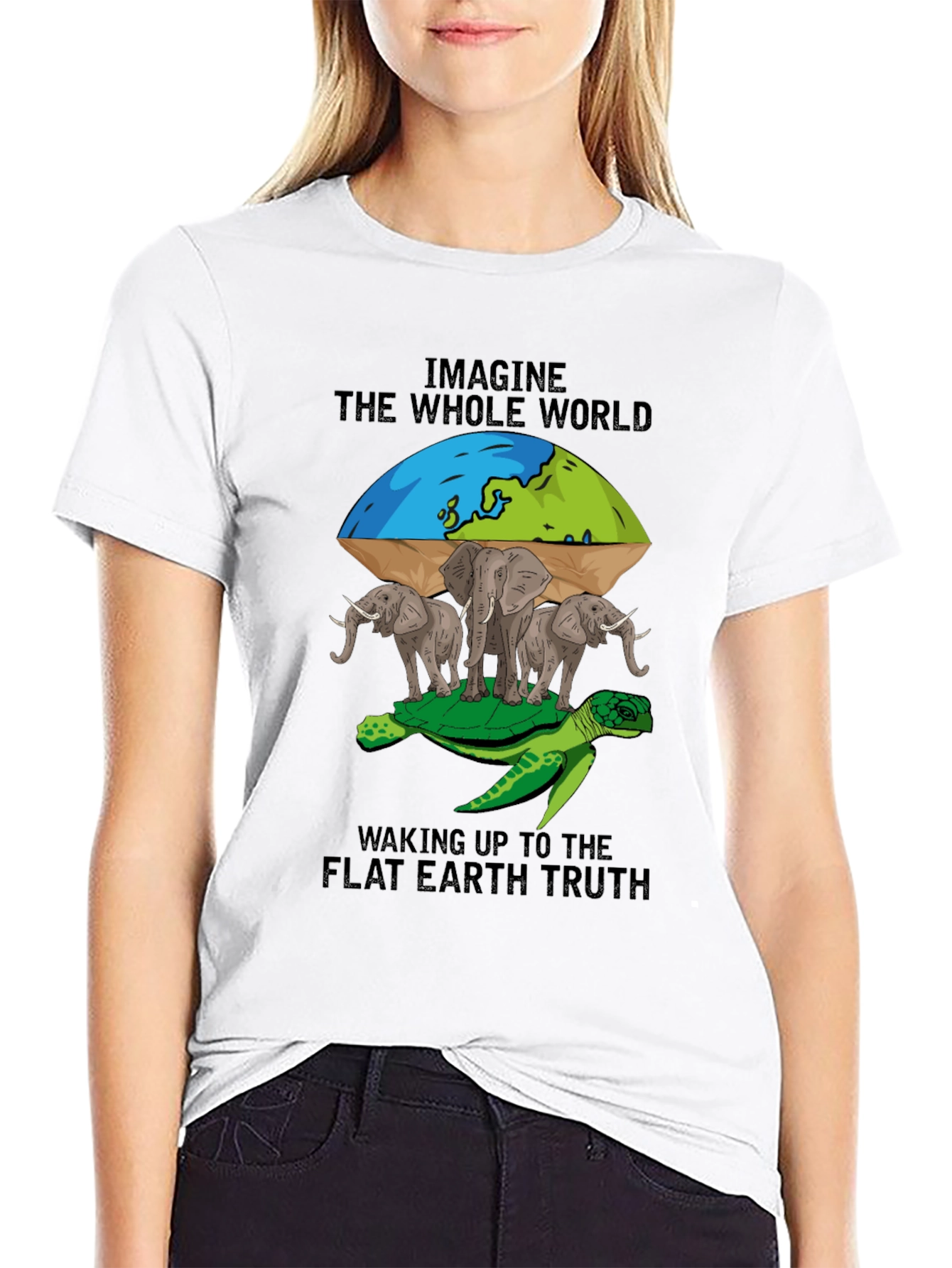 Flat Earth T-Shirt: Turtle Elephants World