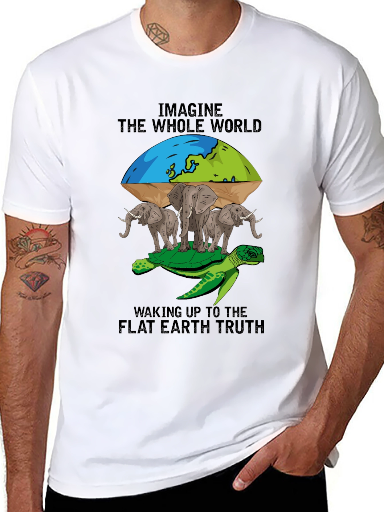 Flat Earth T-Shirt: Turtle Elephants World