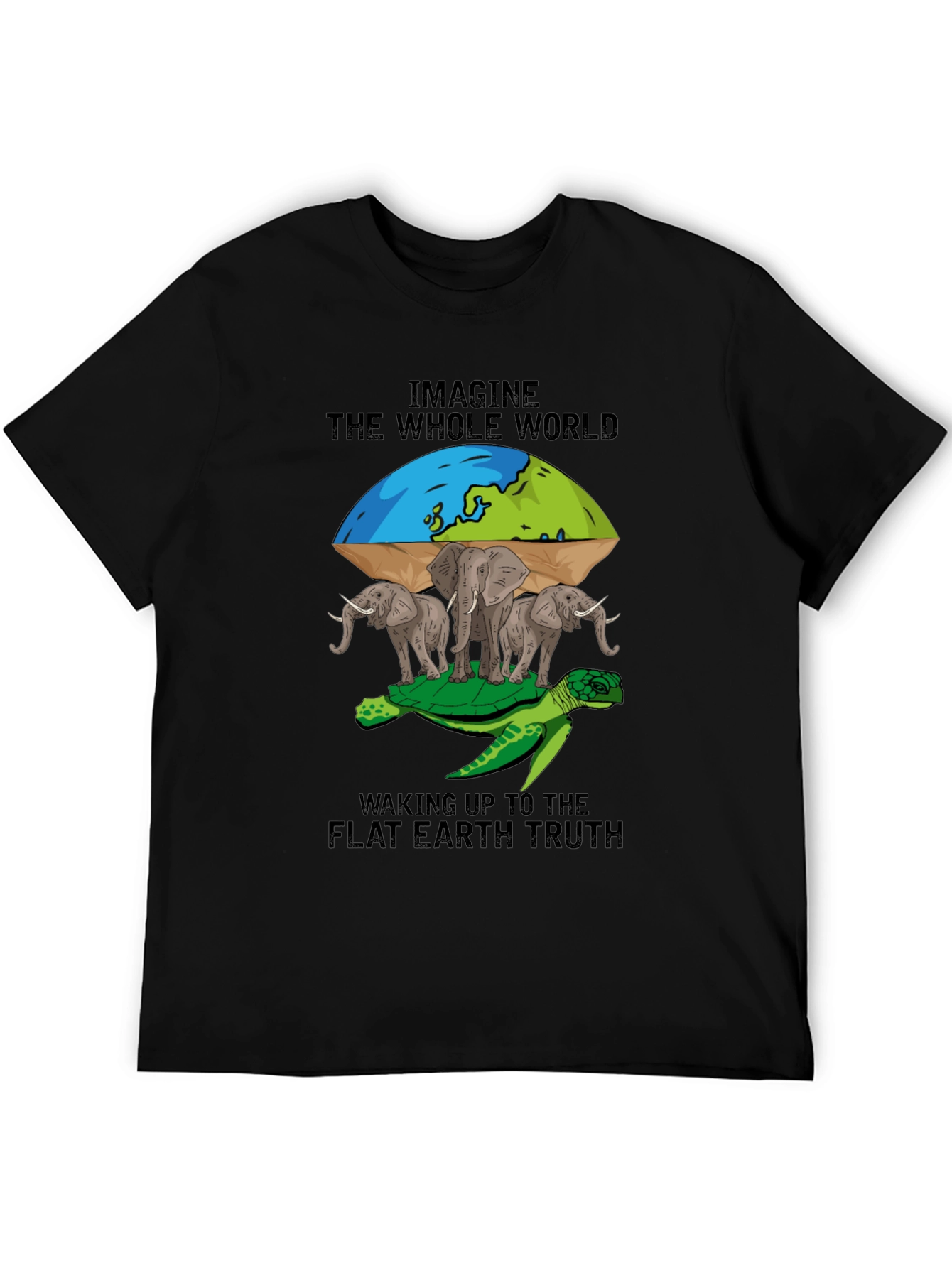 Flat Earth T-Shirt: Turtle Elephants World