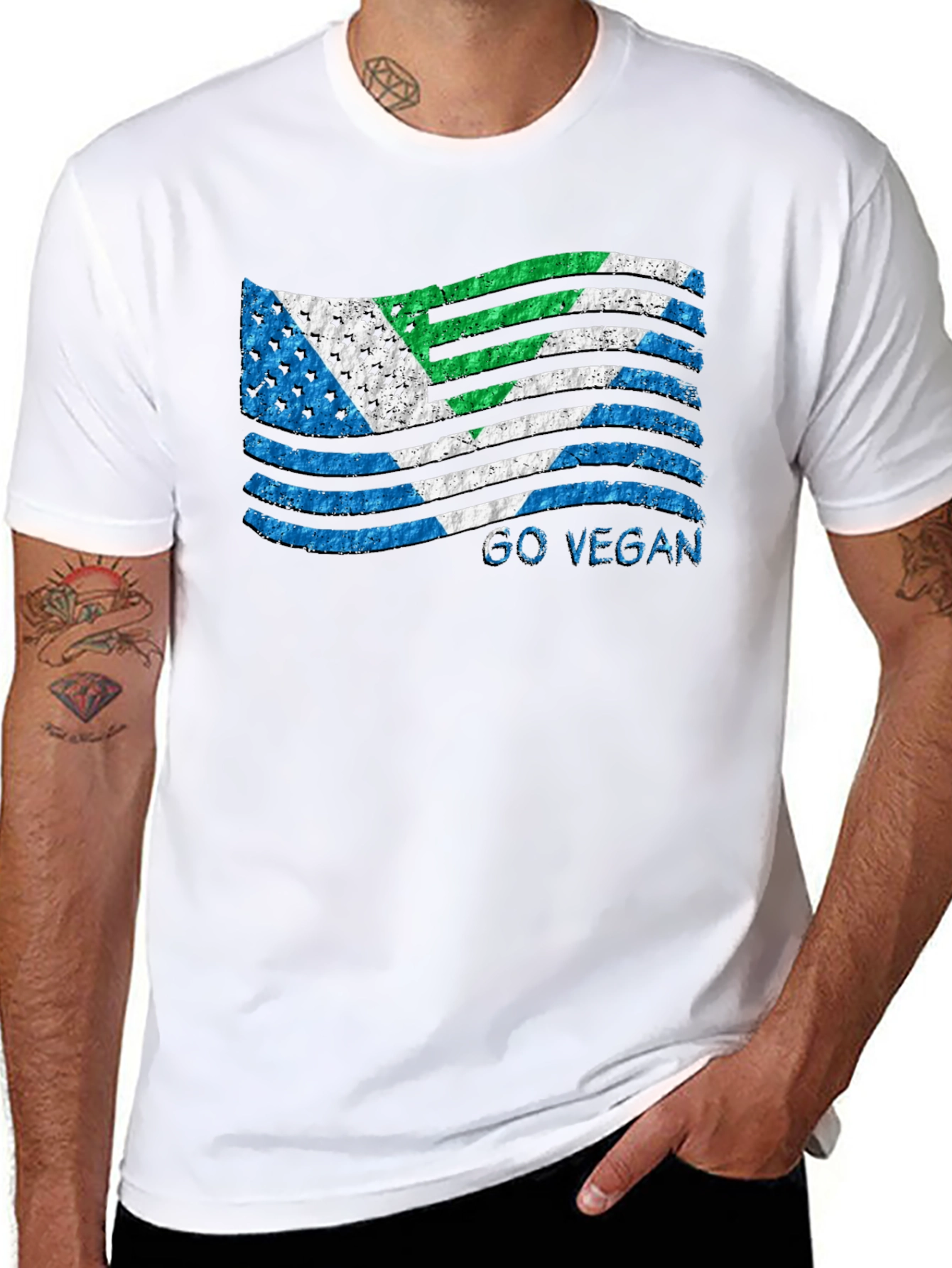 Go Vegan Flag T-Shirt - Black