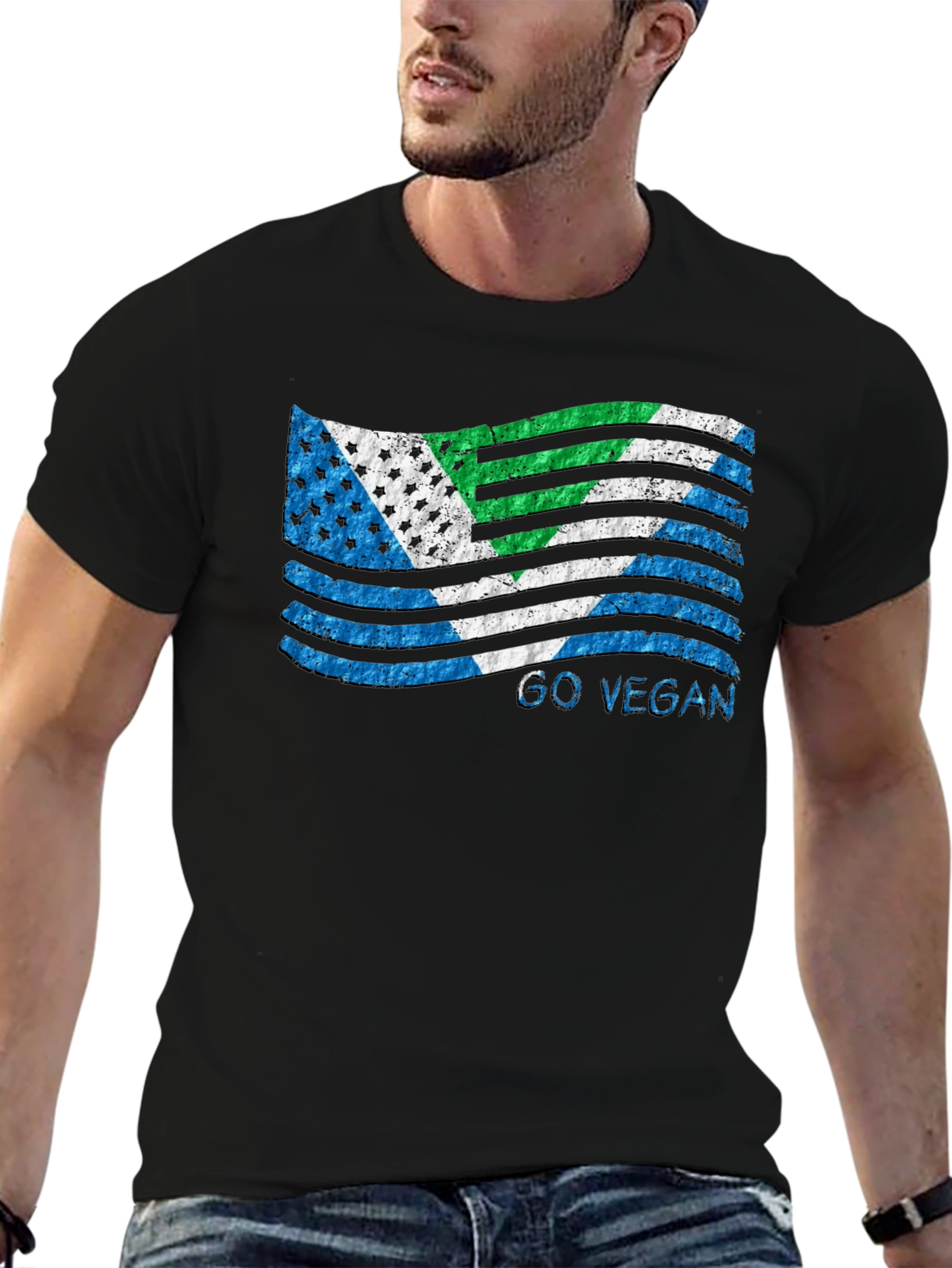 Go Vegan Flag T-Shirt - Black