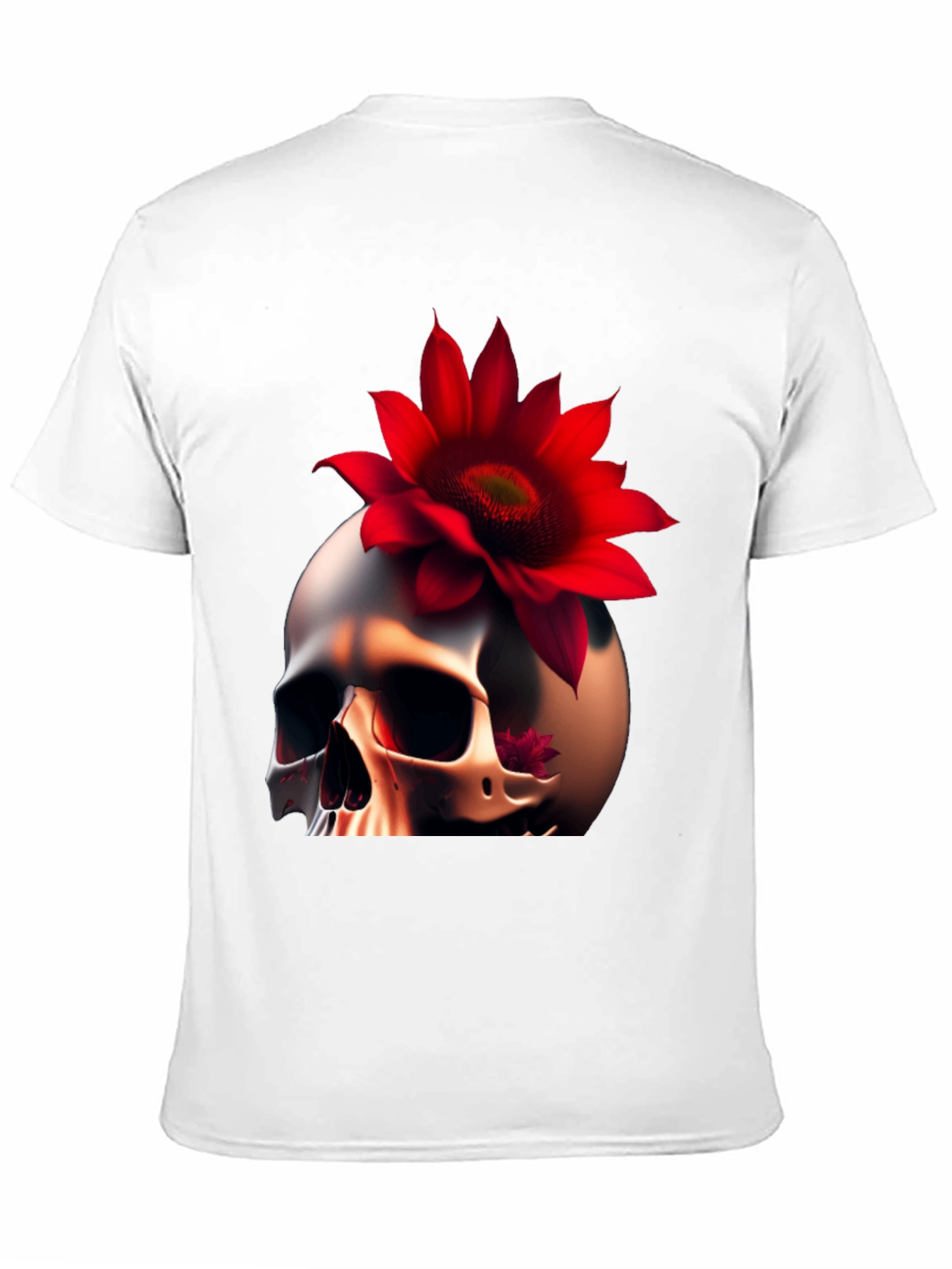 Skull & Red Flower Graphic T-Shirt