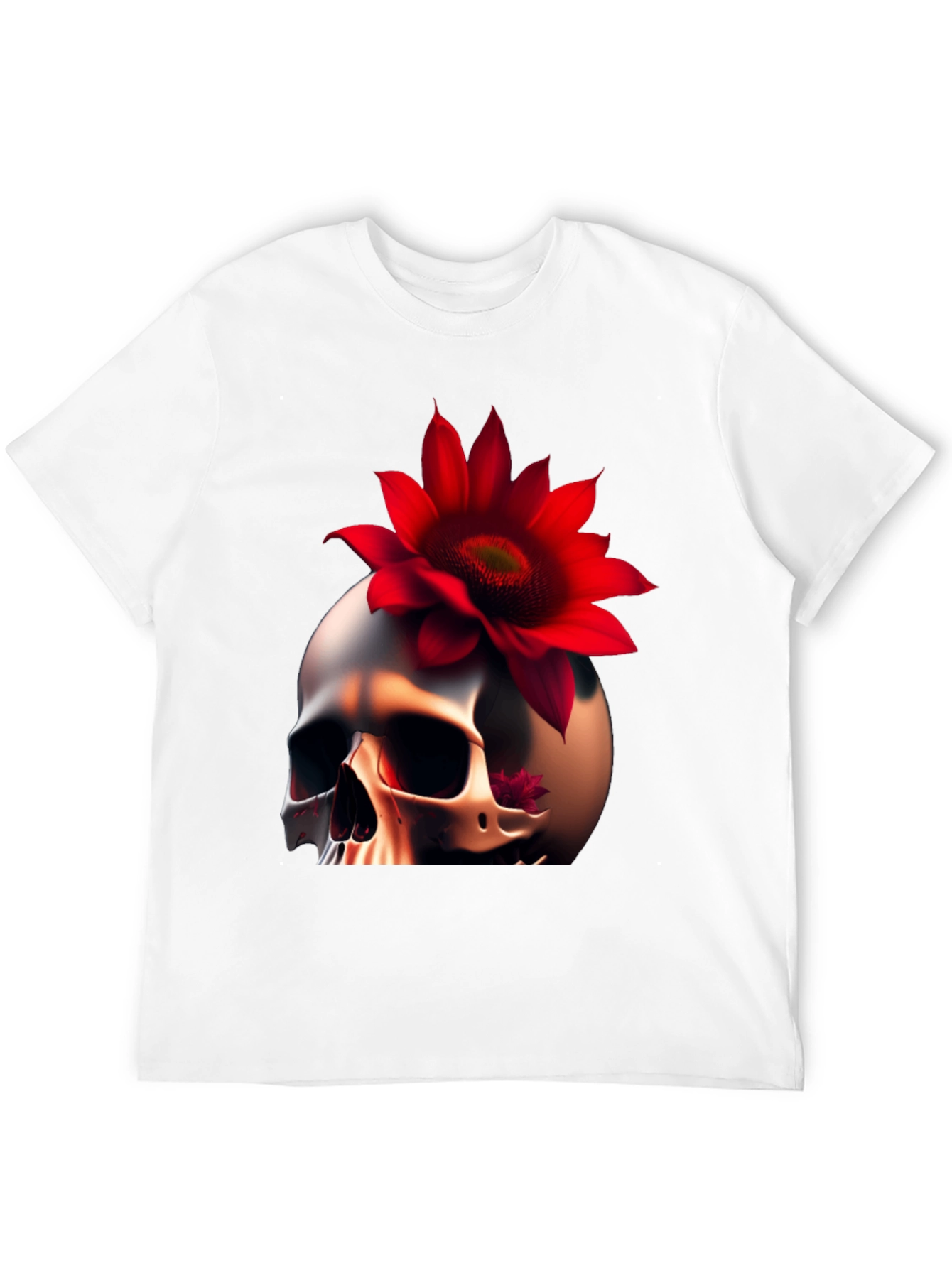 Skull & Red Flower Graphic T-Shirt
