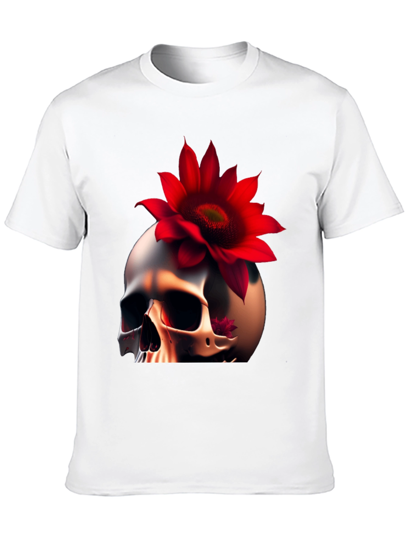 Skull & Red Flower Graphic T-Shirt