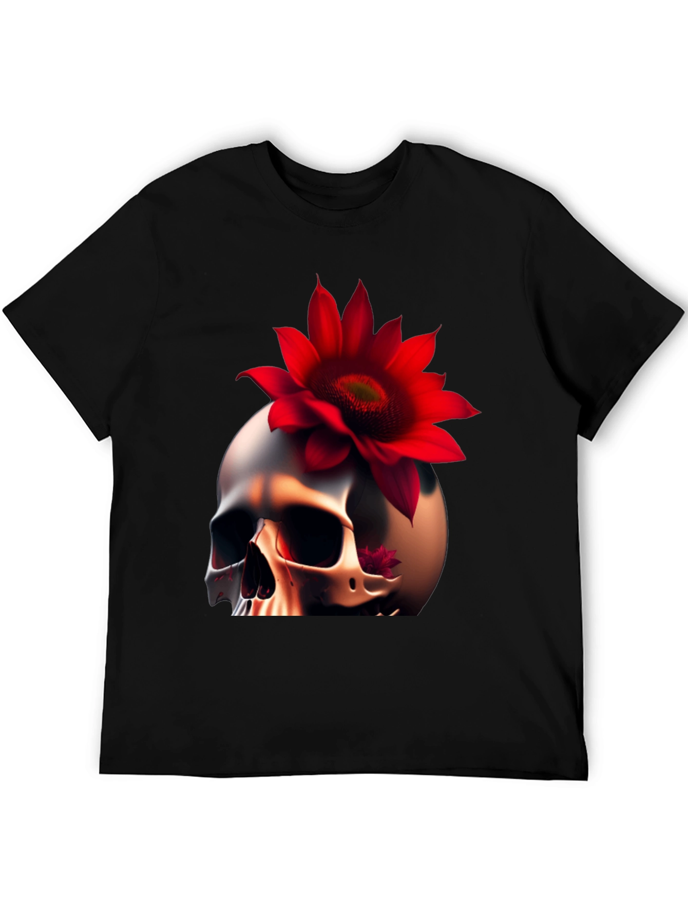 Skull & Red Flower Graphic T-Shirt