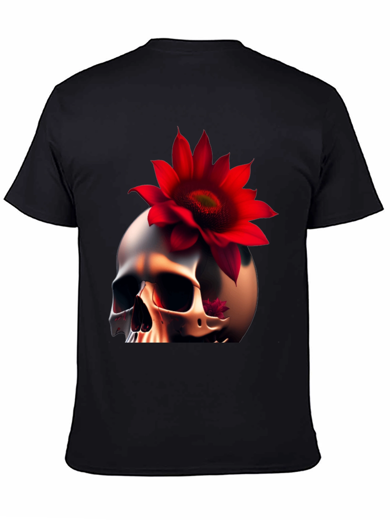Skull & Red Flower Graphic T-Shirt