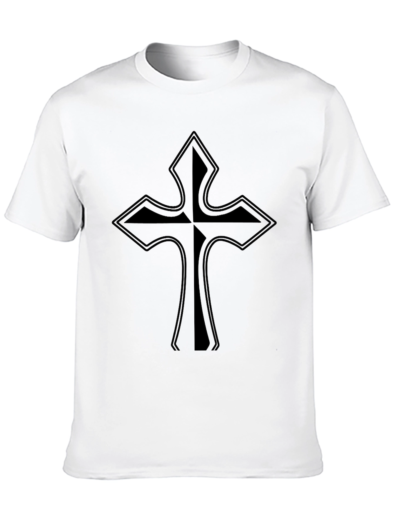 Black T-Shirt with Cross Graphic Print
