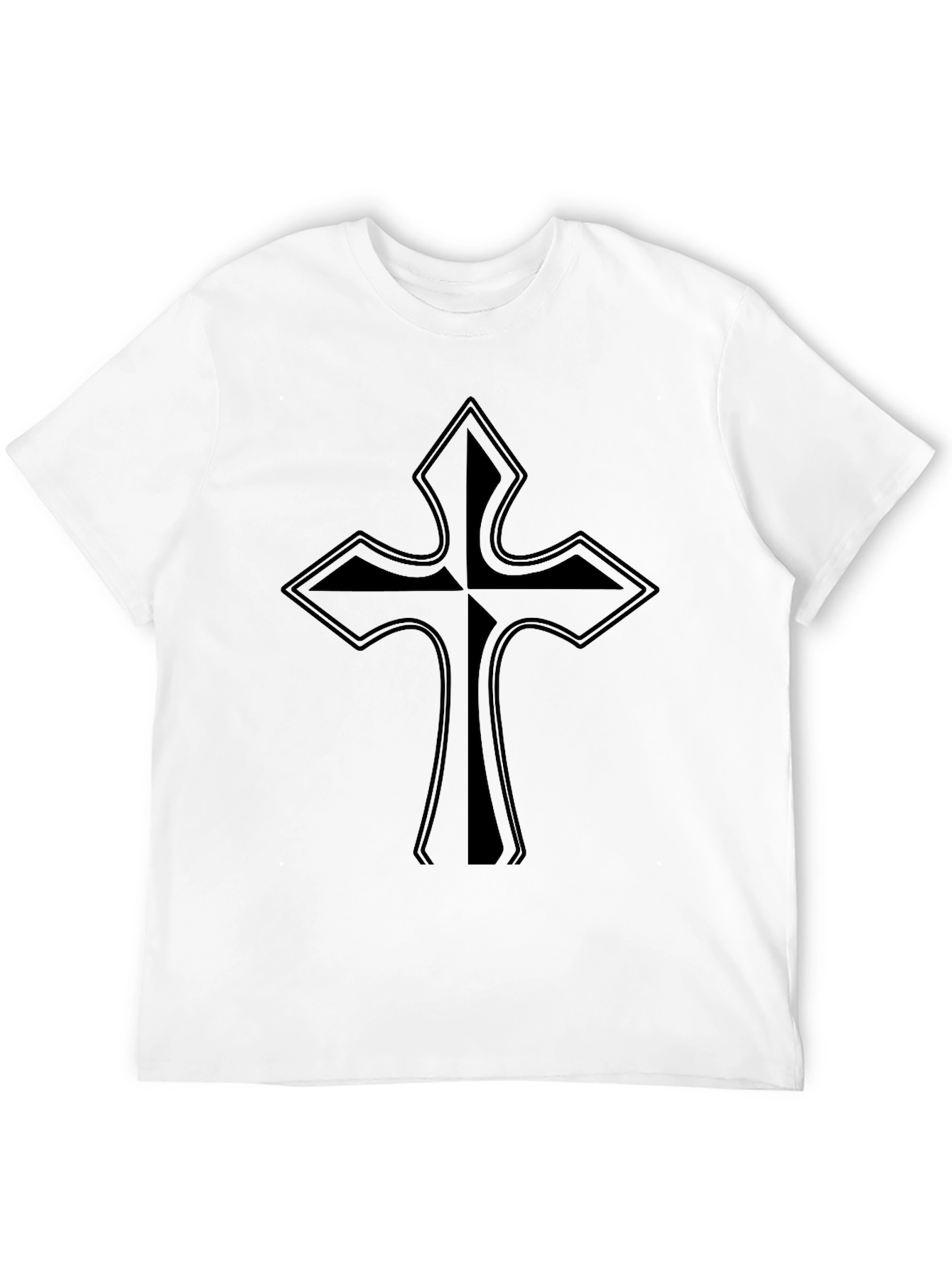 Black T-Shirt with Cross Graphic Print