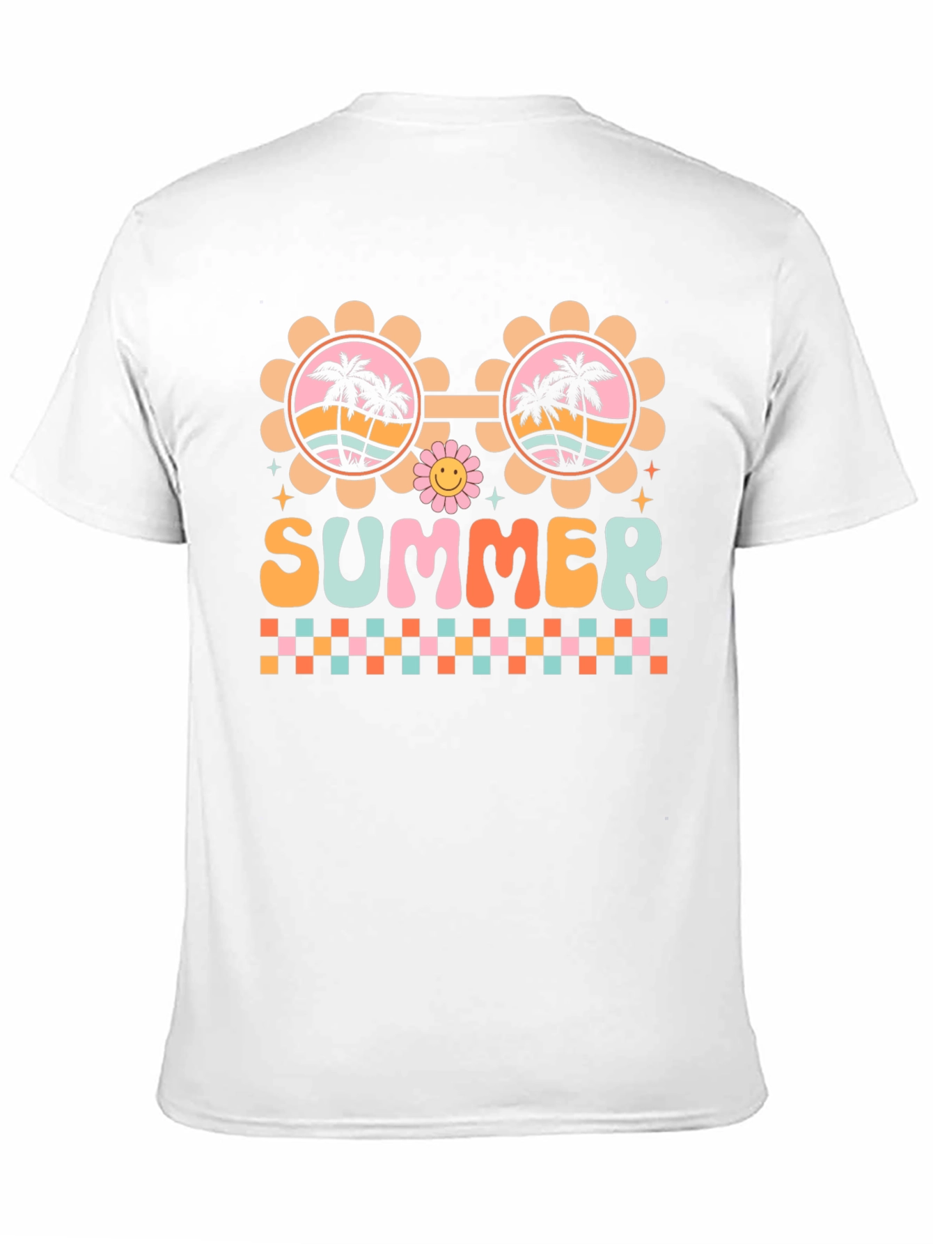 Retro Summer T-Shirt with Palm Tree Sunglasses