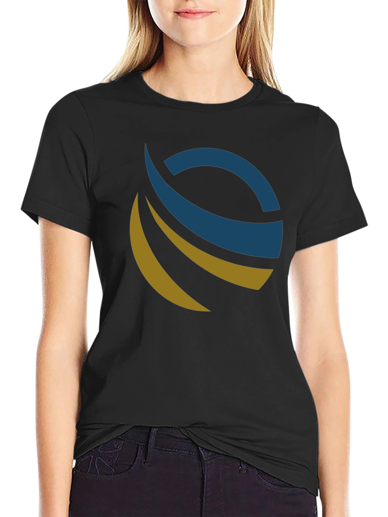 Modern Abstract Logo Black T-Shirt